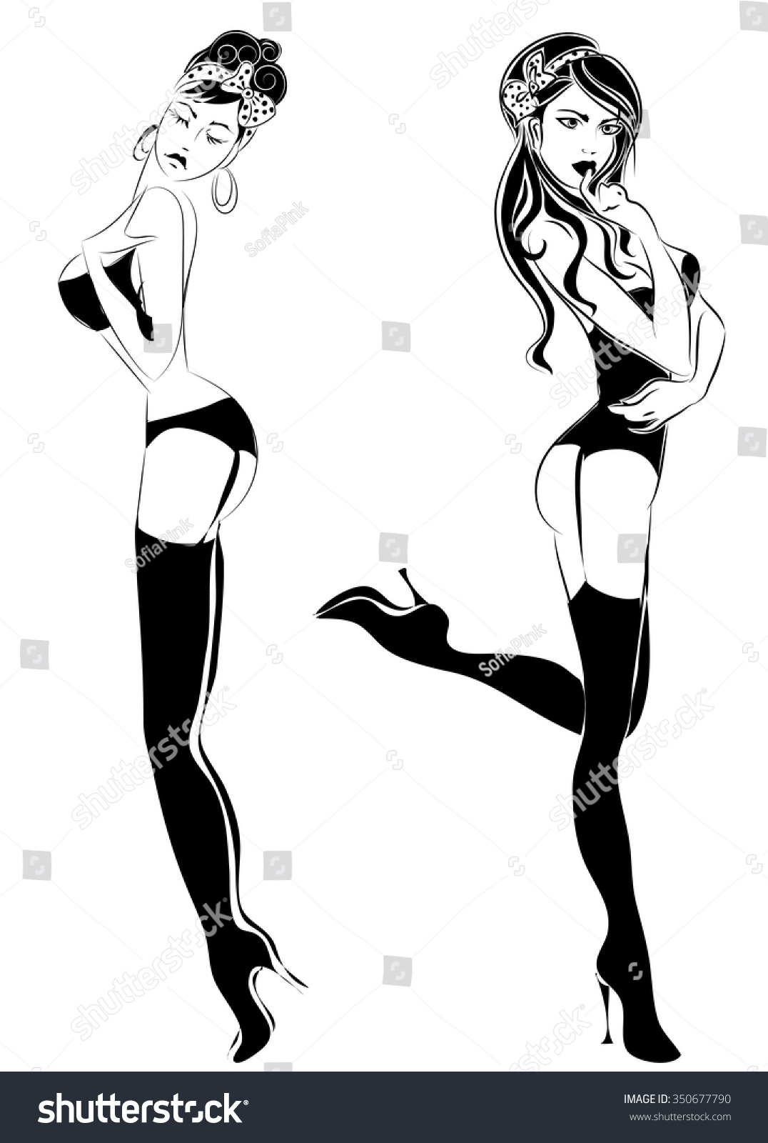 Sexy Pinup Girl Lingerie Vector Illustration Stock Vector