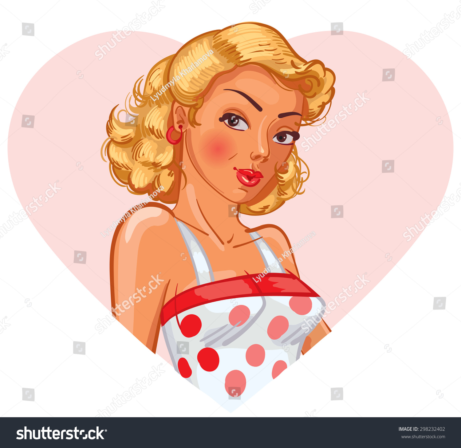 Sexy Pin Up Girl Valentines Day Funny Cartoon Character Vector