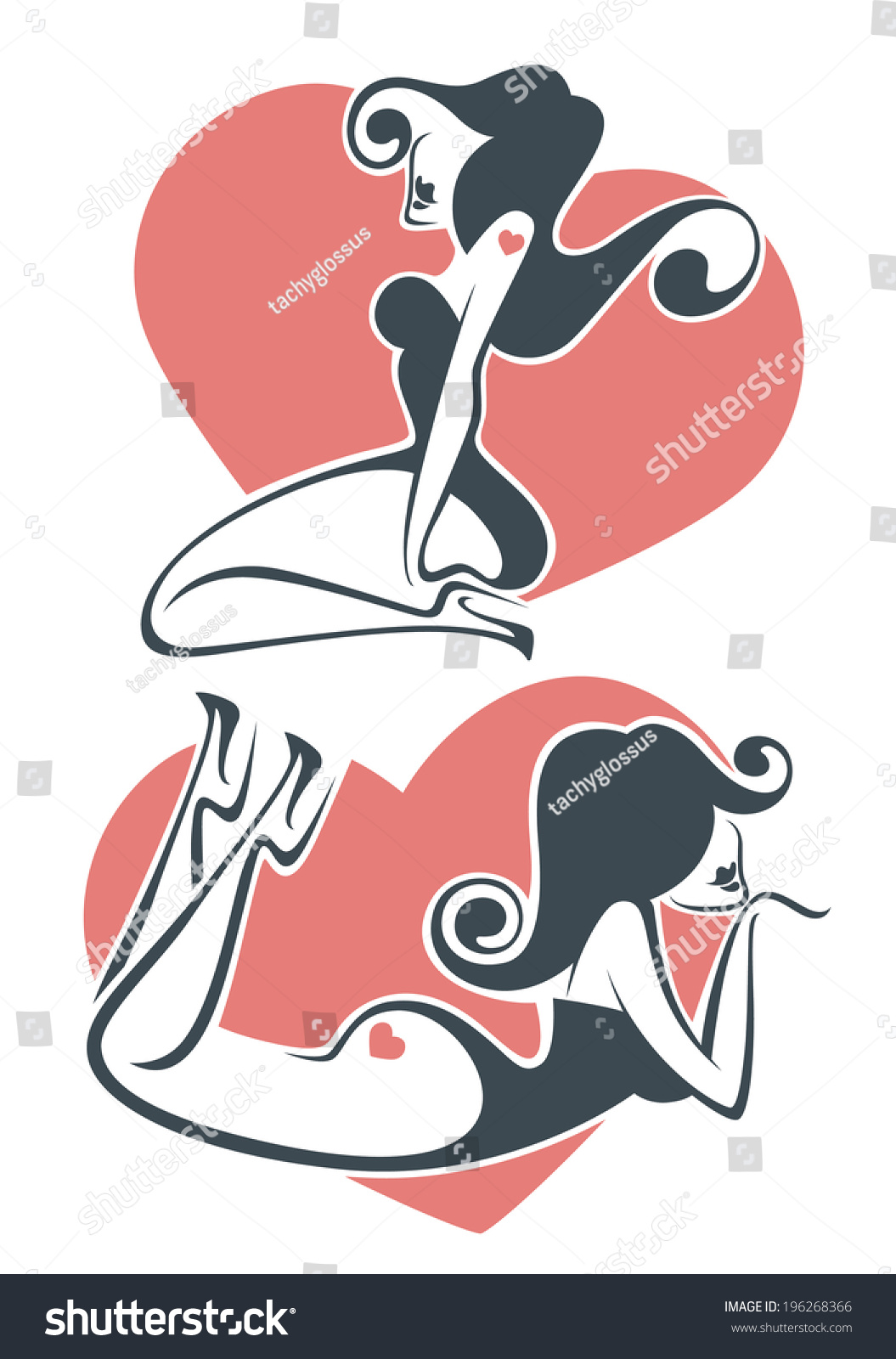 Sexy Pin Up Girl With Heart Background Stock Vector Illustration 196268366 Shutterstock