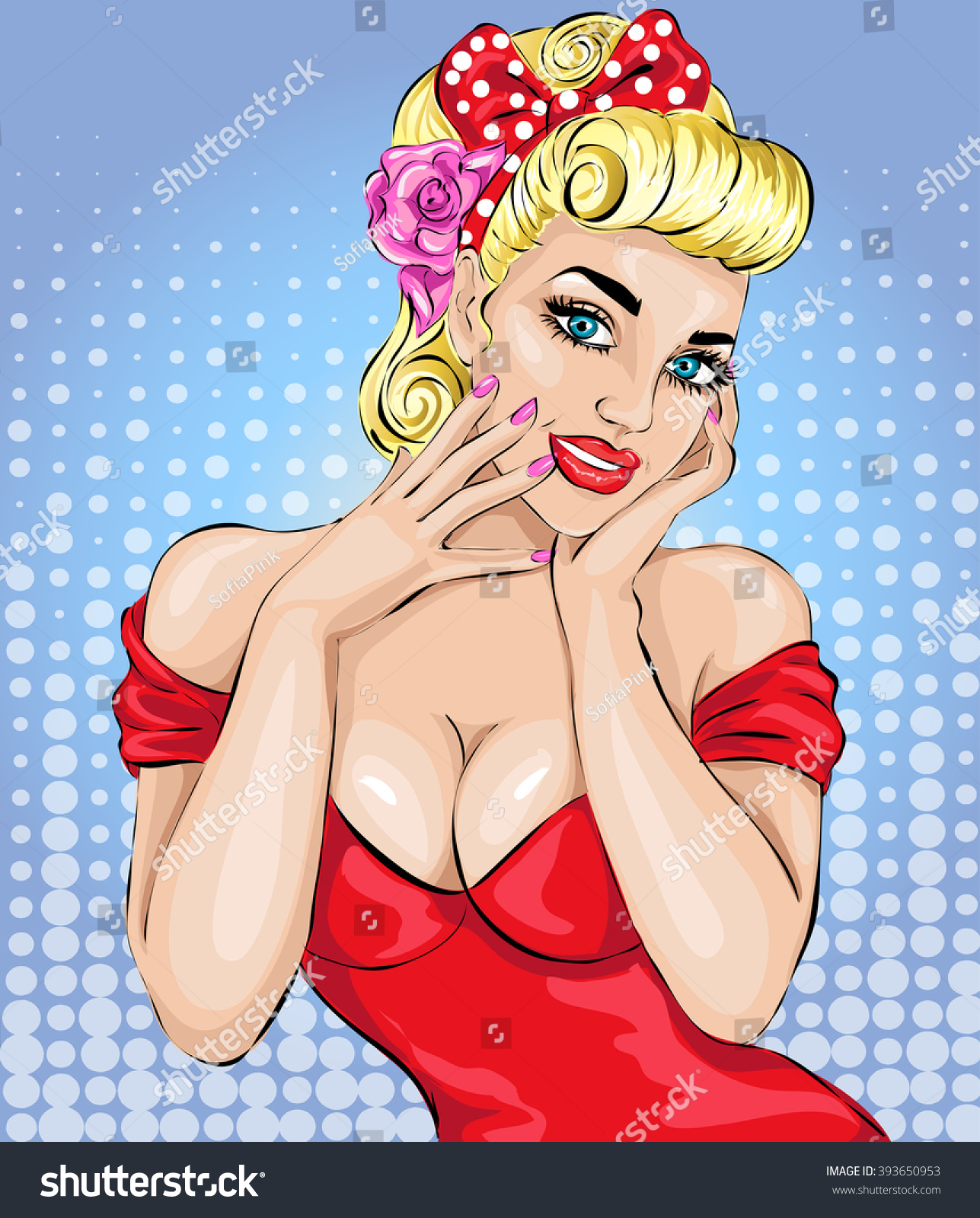 Sexy Pop Art Woman Portrait Pinup Stock Vector 393650953 Shutterstock