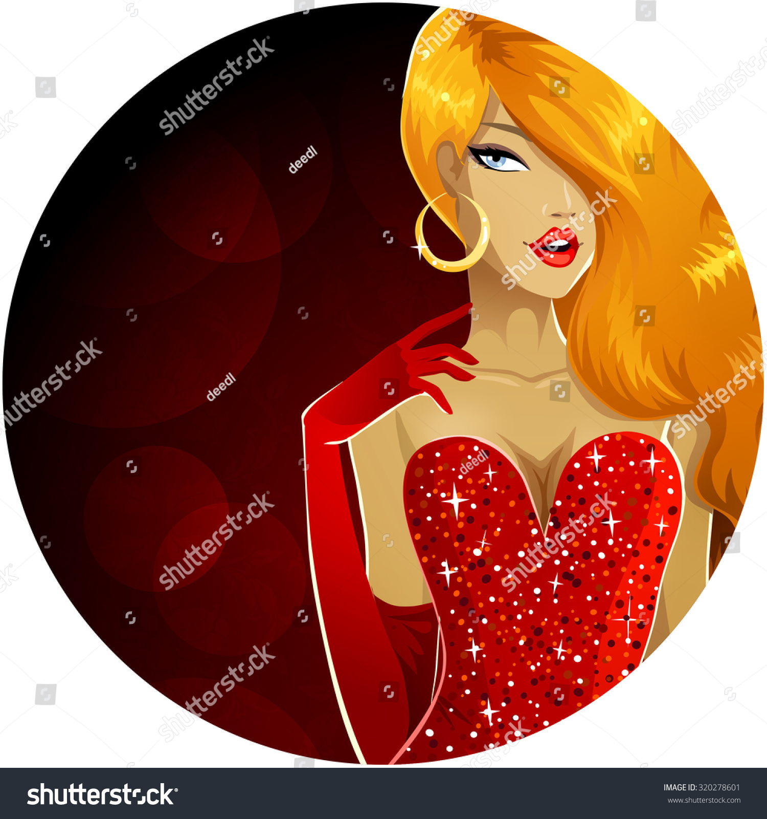 Sexy Redhead In Sparkly Gown Stock Vector Illustration 320278601 Shutterstock 6394