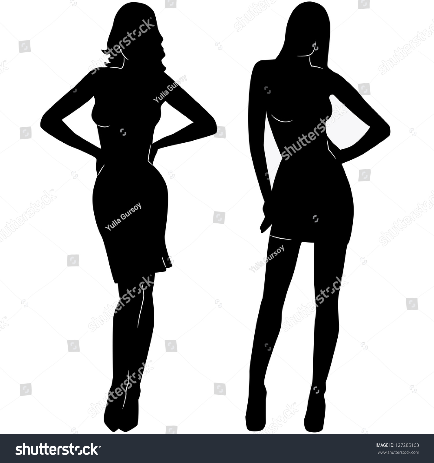 Sexy Woman Silhouettes Short Dresses Stock Vector 127285163 Shutterstock