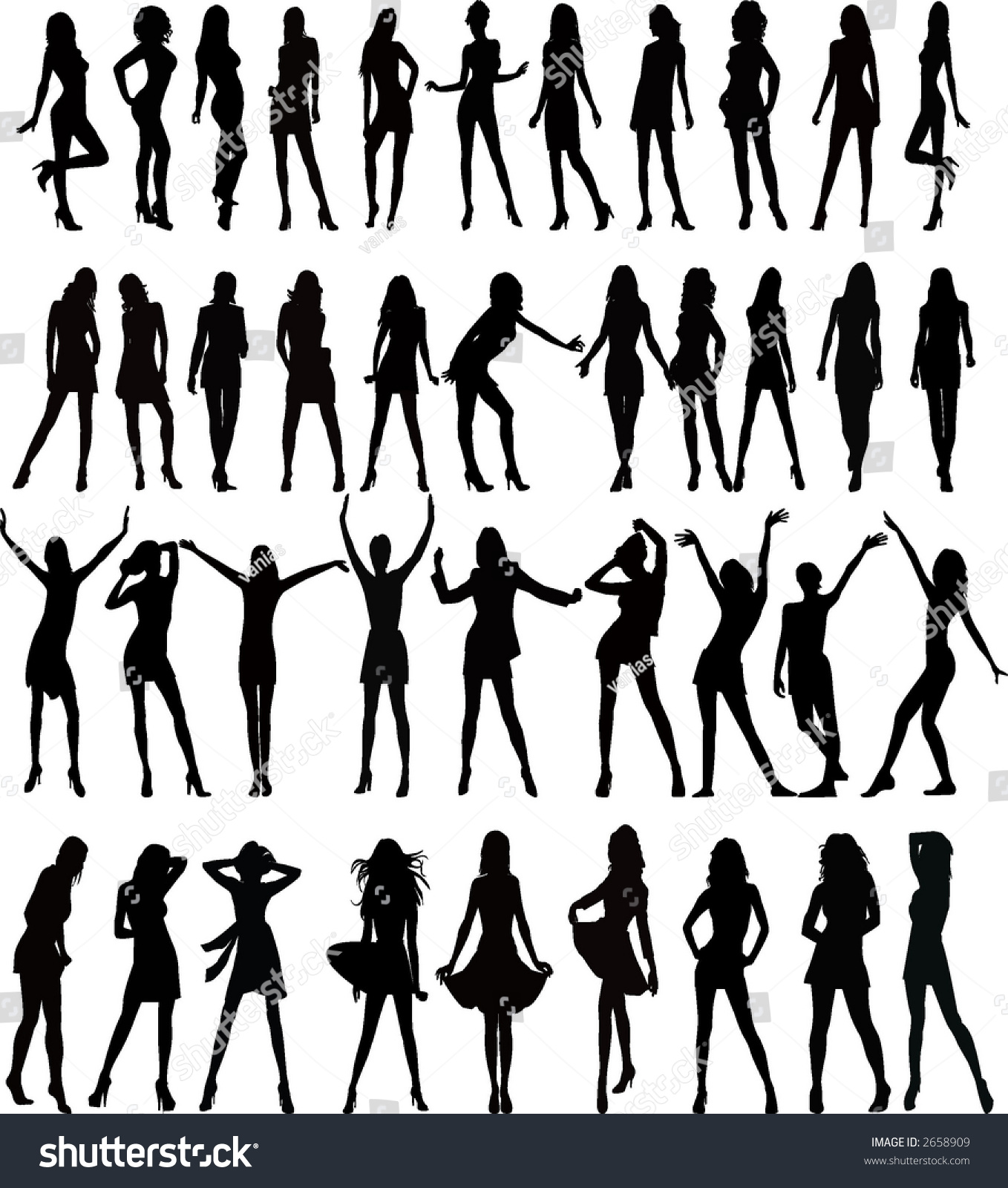 Sexy Woman Silhouettes Vector 2658909 Shutterstock 