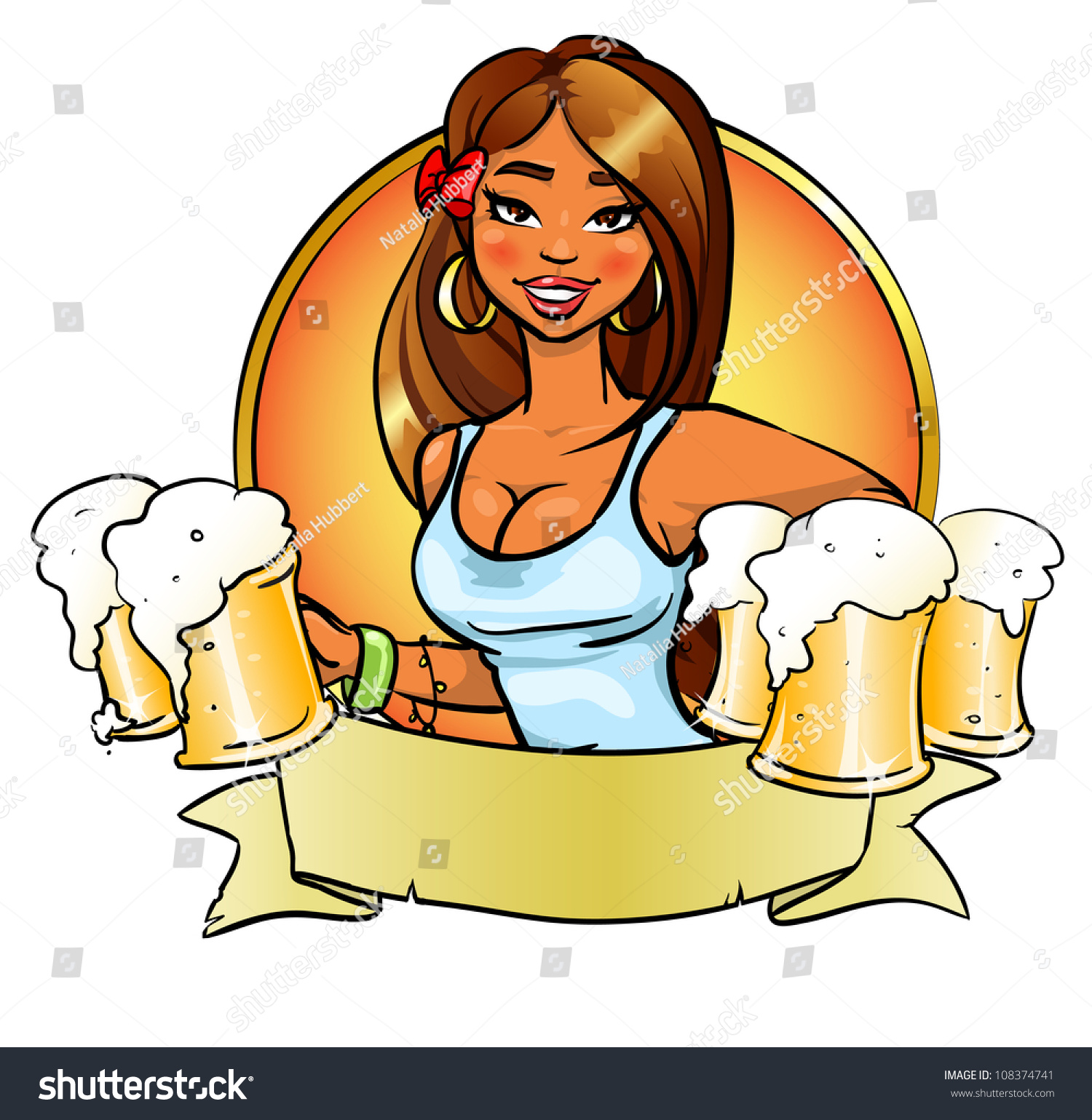 Sexy Young Girl Beer Logo Design Stock Vector 108374741 Shutterstock 