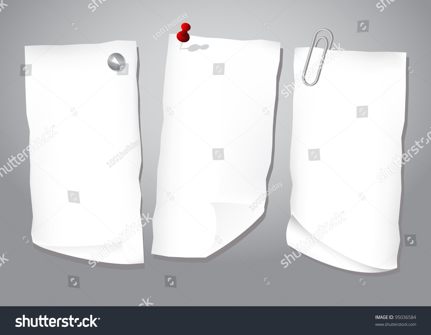 Sheets Paper Tacks Staple Vector Illustration Stock Vector 95036584