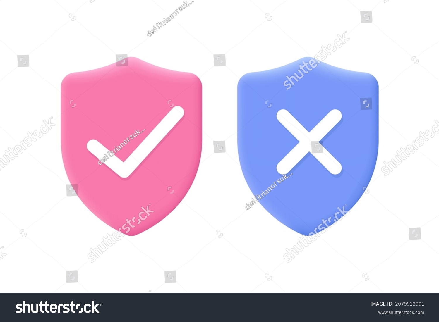 Shield Check Mark Icon D Vector Stock Vector Royalty Free