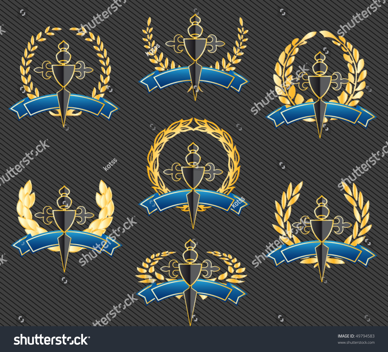 Shields With Ribbons And Laurels Shields With Ribbons And Laurels Stock Vector Illustration