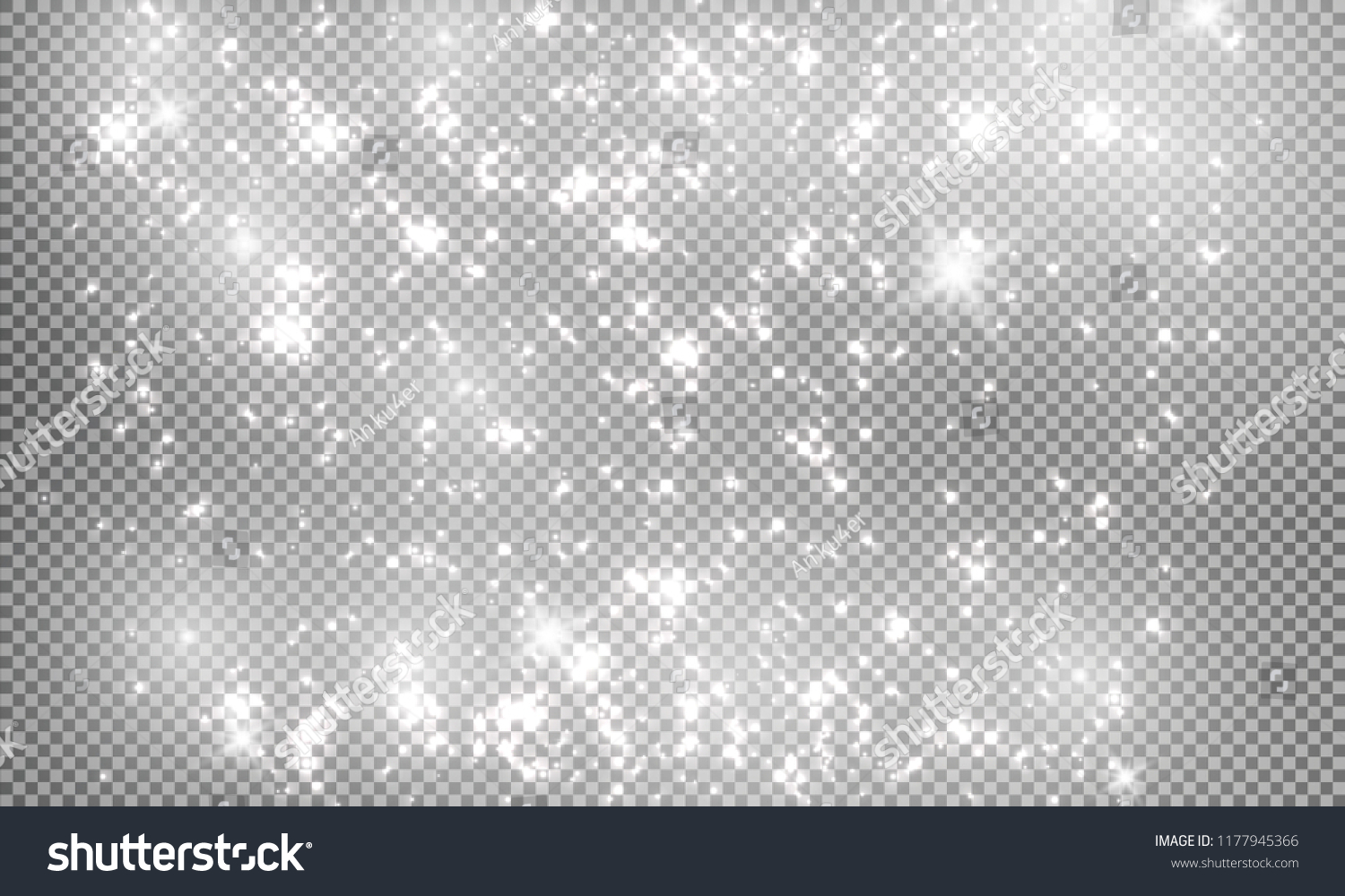 Vektor Stok Shining Stars On Transparent Background Shiny Tanpa