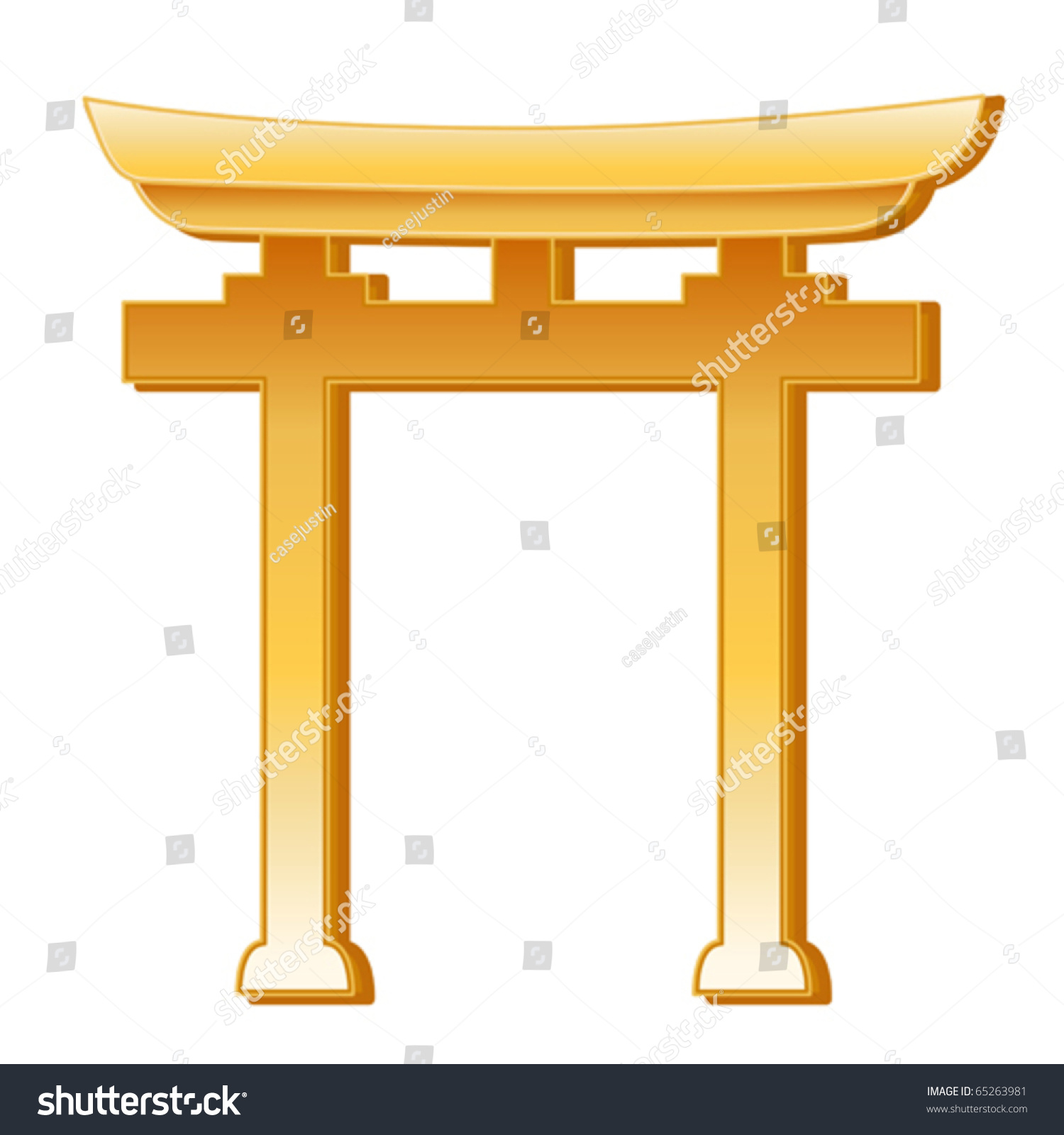 Shinto Symbol Golden Torii Gate Icon Of The Shinto Faith Isolated On A