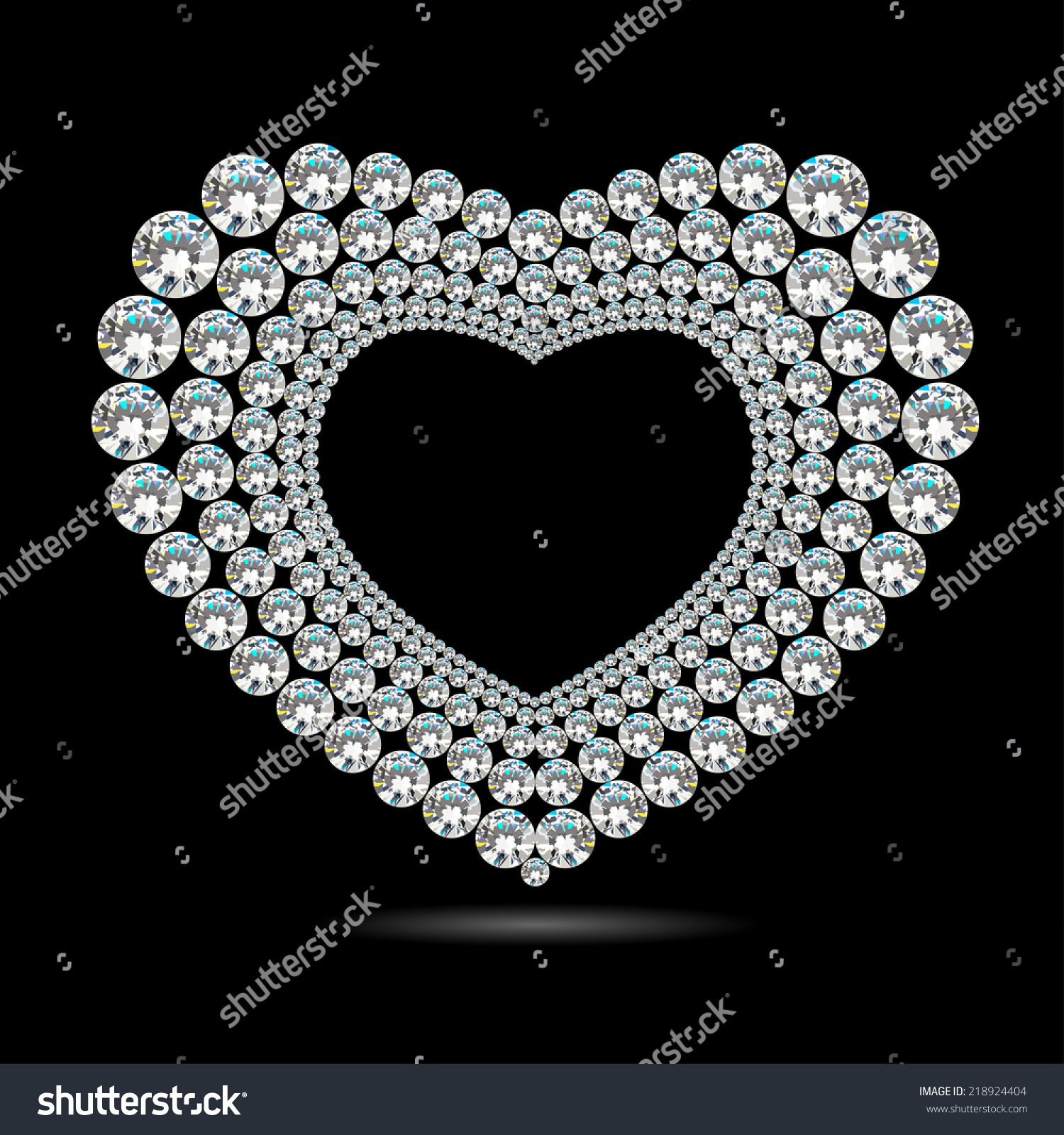 Shiny Diamond Heart On Black Background Stock Vector Illustration 