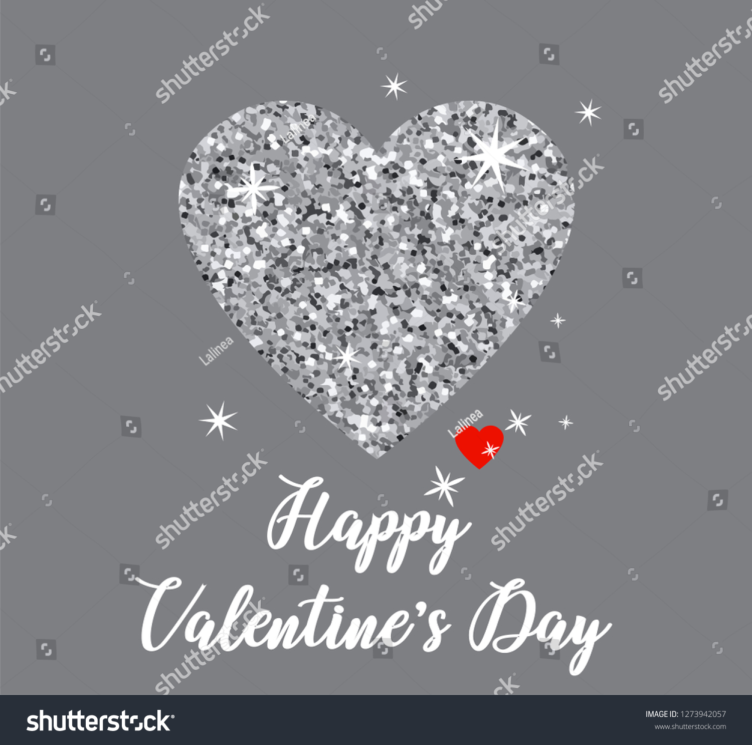 Shiny Silver Glitter Heart Background Happy Stock Vector Royalty Free