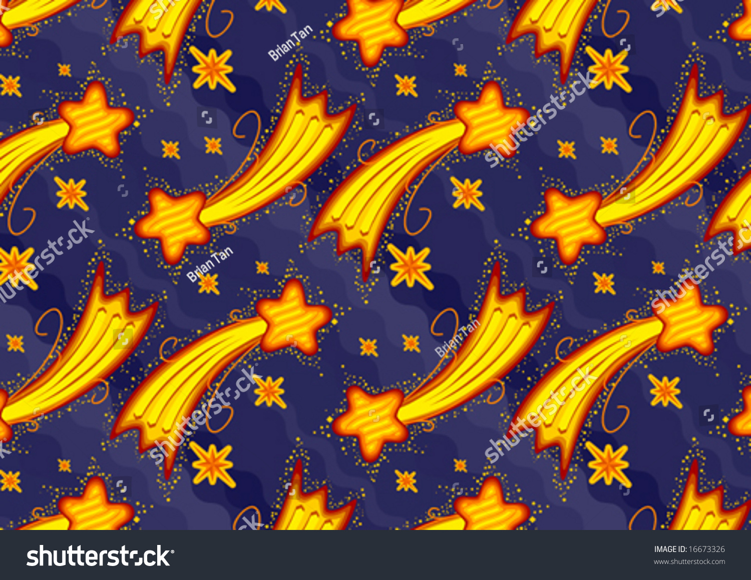 Shooting Star Pattern Seamless Continuous Pattern Stock Vector 16673326