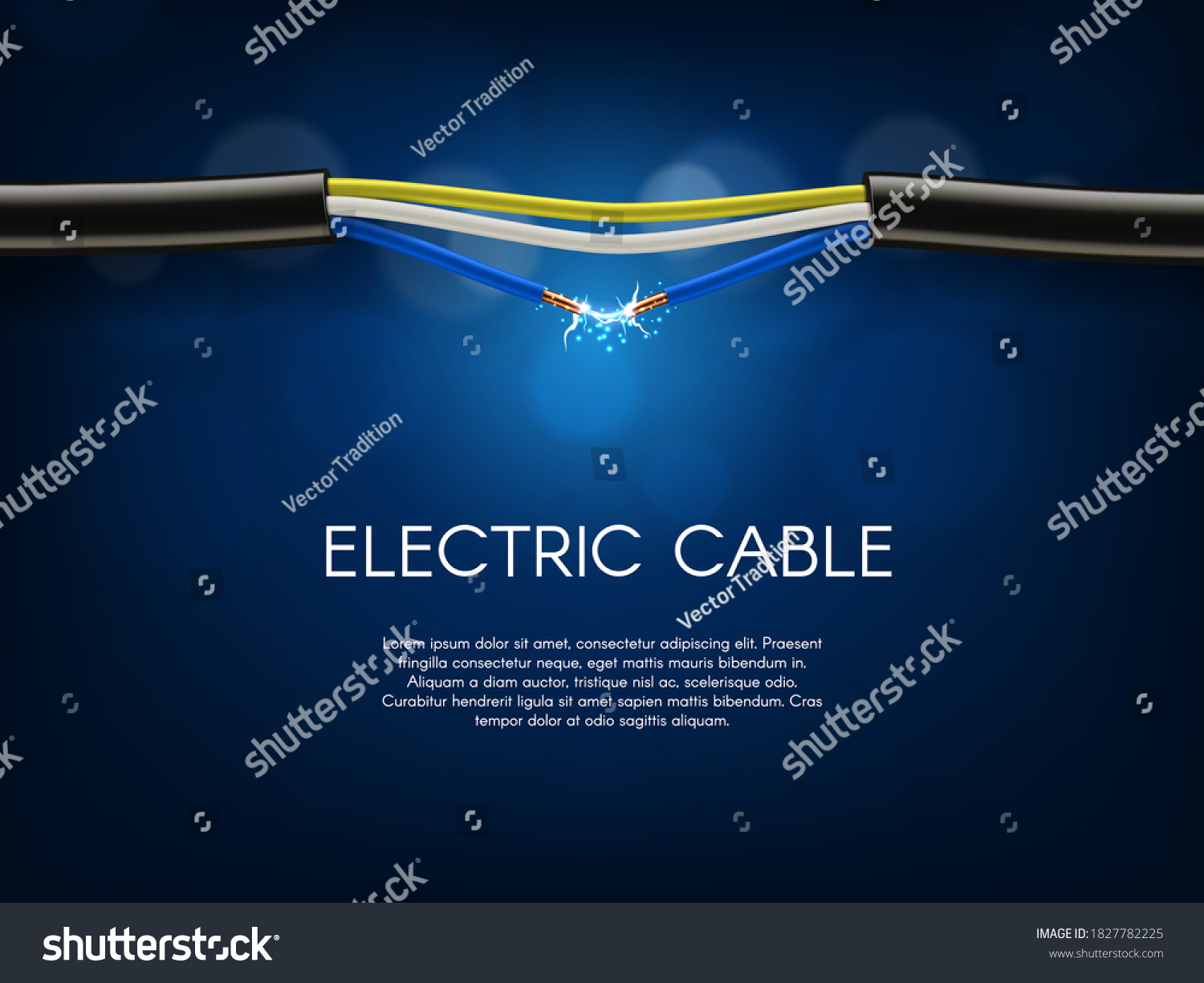 Short Circuit Broken Electrical Cable Broken Stock Vector Royalty Free