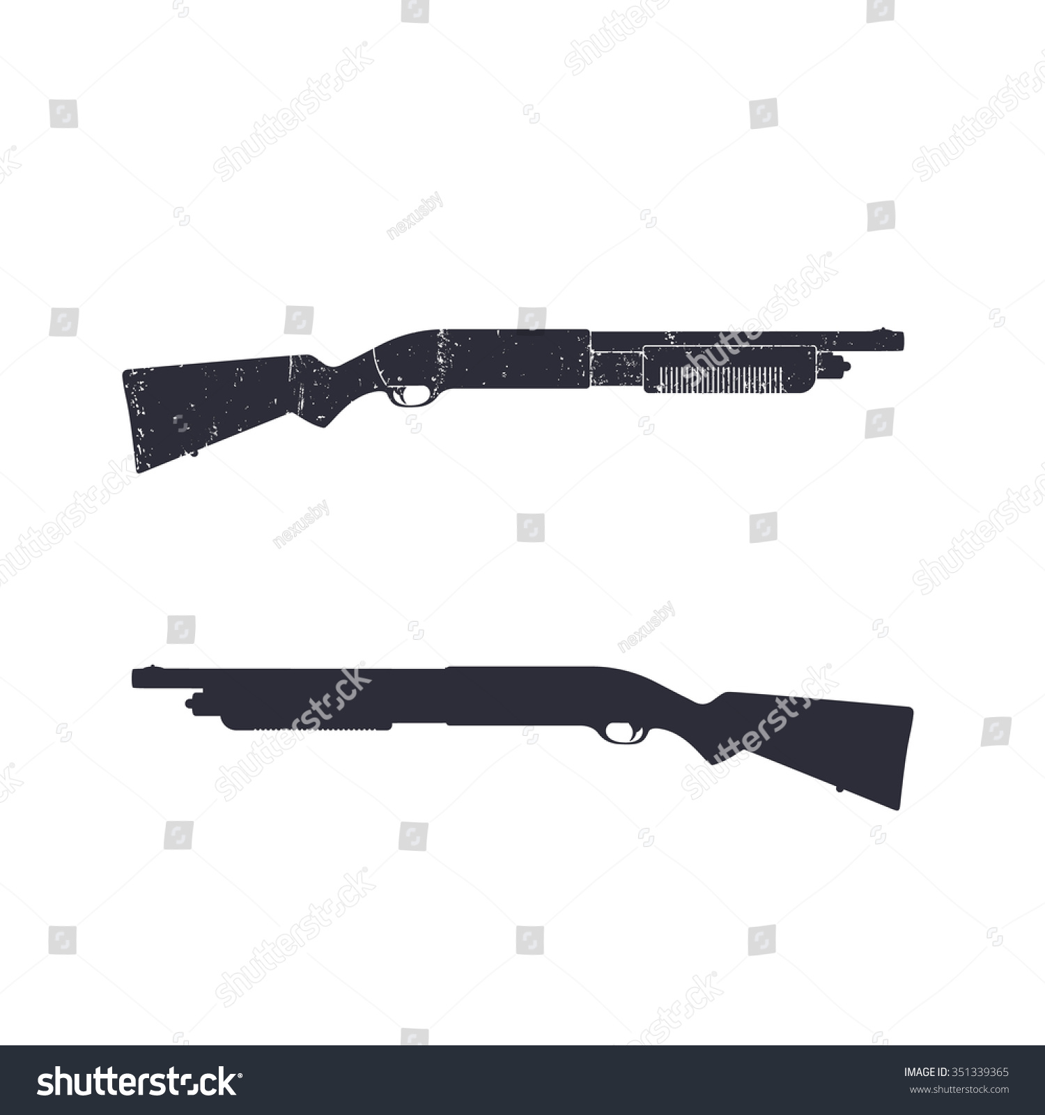 Shotgun Hunting Rifle Shotgun Silhouette Over Stock Vector 351339365