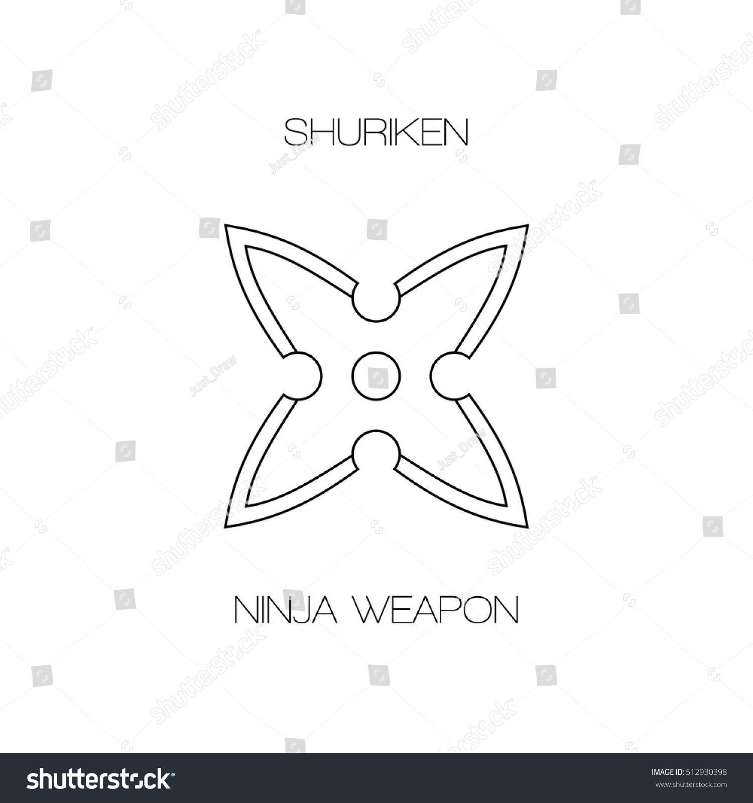 Shuriken Ninja Japanese Concealed Weapon Vector Stars Line Icon Shutterstock