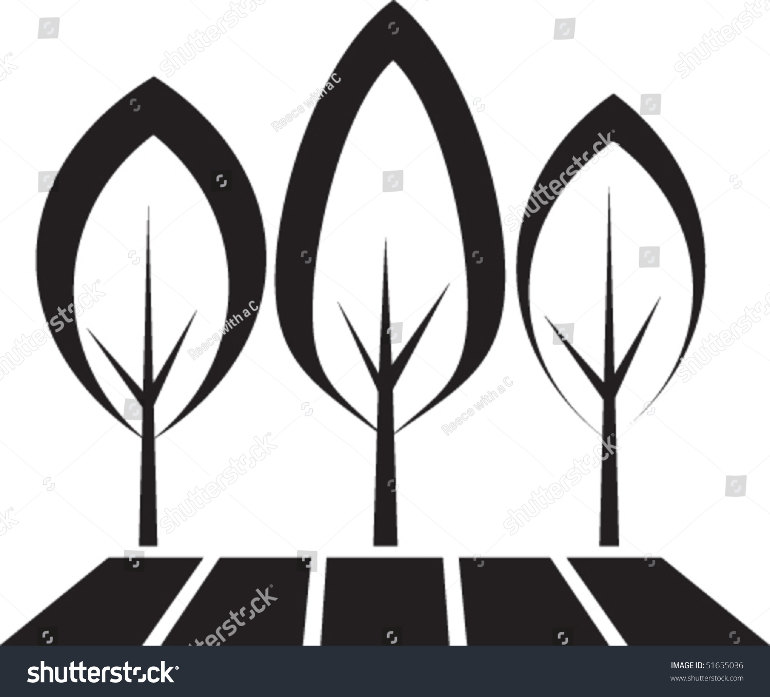 Sidewalk With Trees Stock Vector Illustration 51655036 : Shutterstock