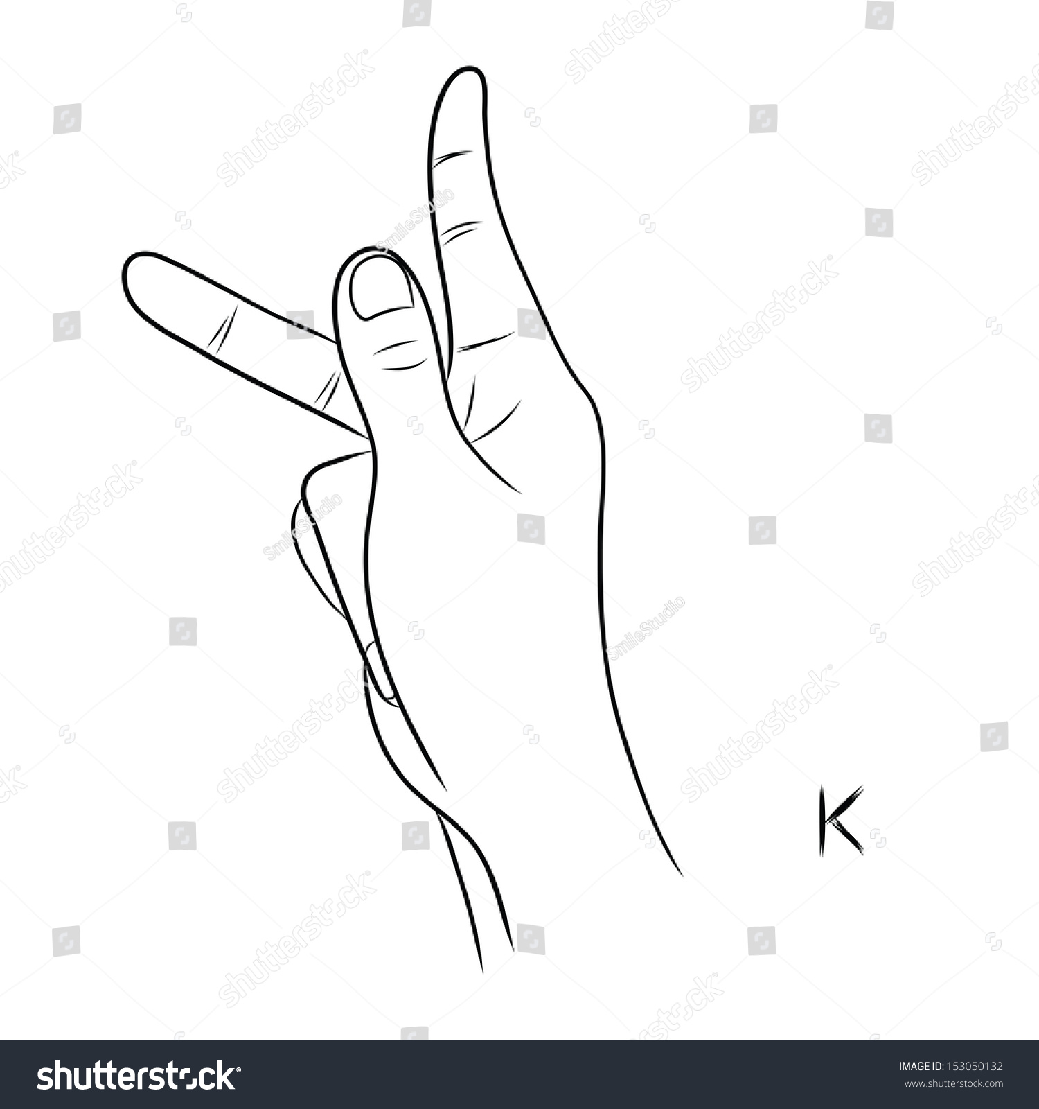 sign-language-and-the-alphabet-the-letter-k-stock-vector-illustration