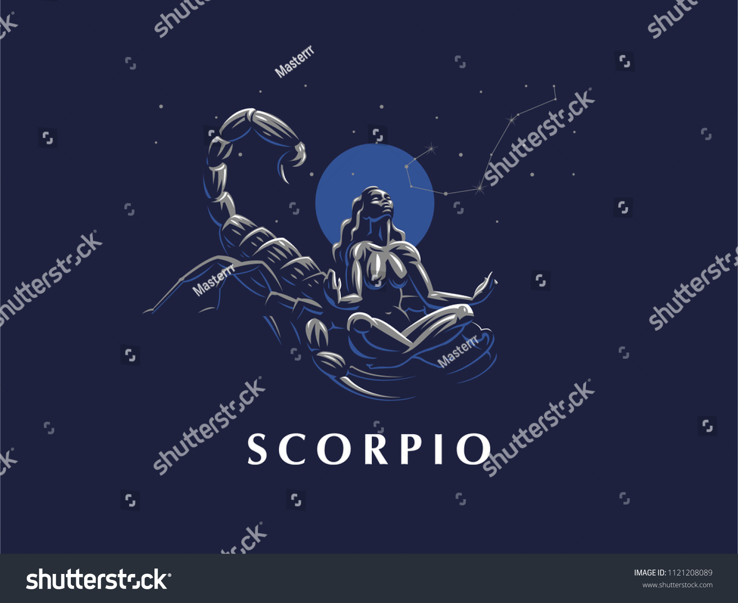 Sign Zodiac Scorpio Constellation Scorpion Woman Stock Vector Royalty