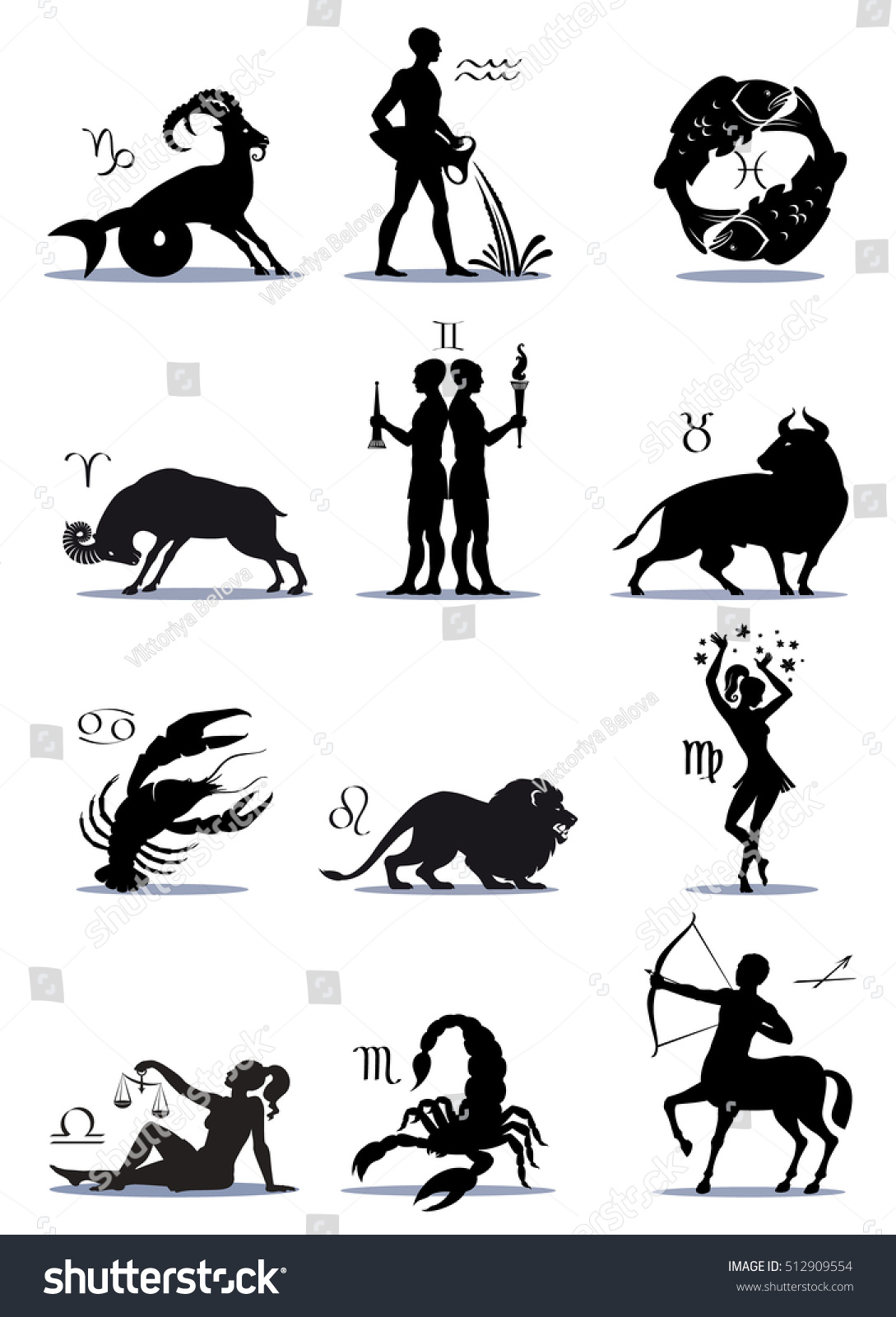 Signos del Horóscopo Zodiaco griego Ilustración vector de stock