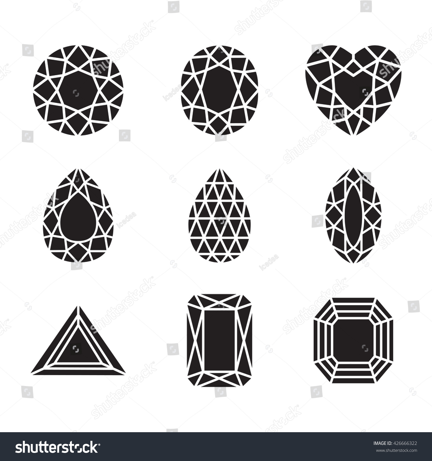 Silhouette Diamonds Ruby Vector Line Icons Stock Vector Royalty Free