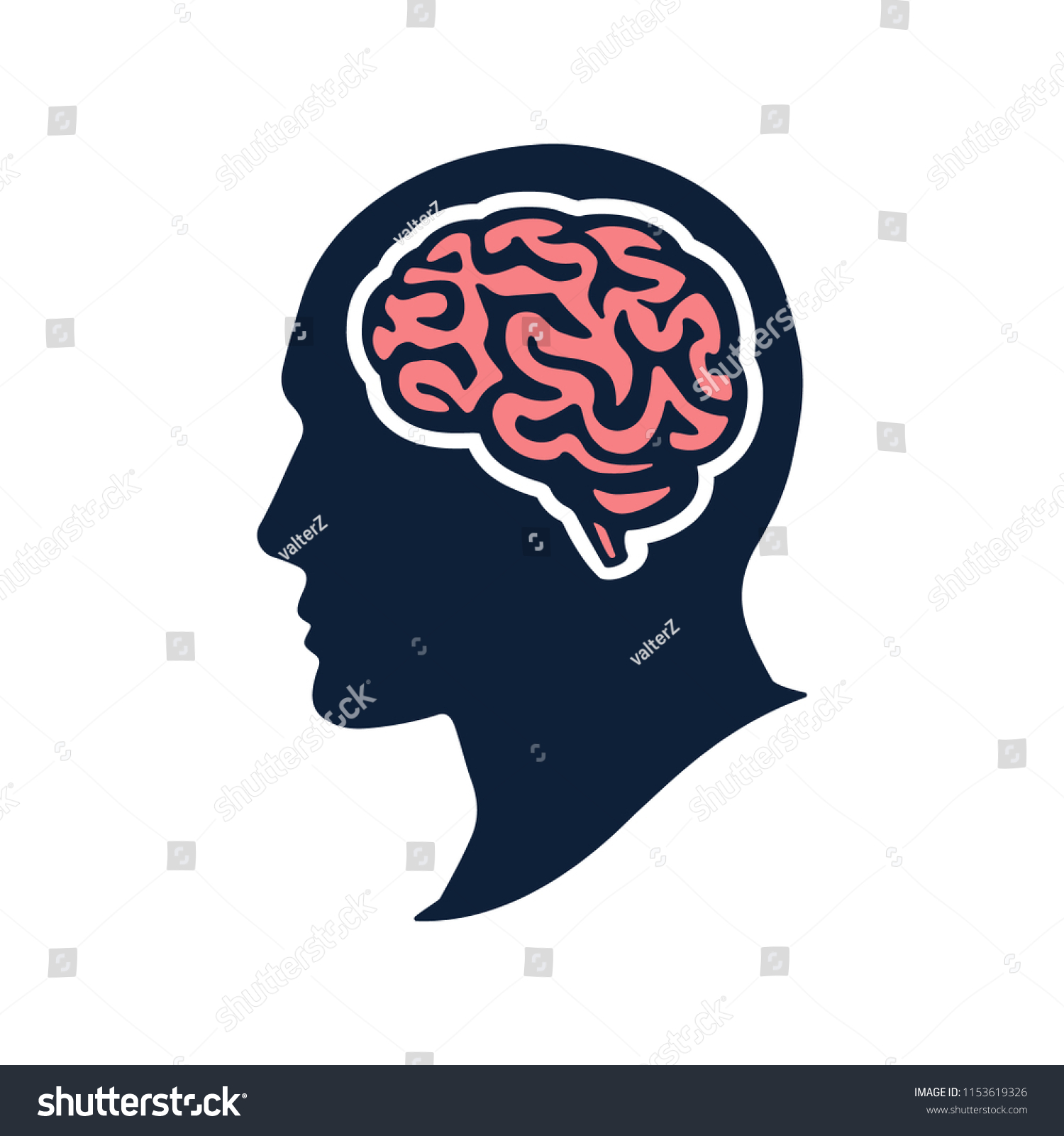 Silhouette Head Brain Vector Flat Illustation Stock Vector Royalty