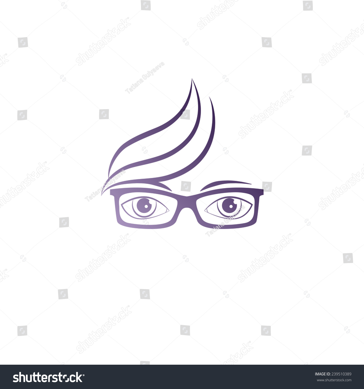 Silhouette Of A Girl S Face With Glasses Logo Stock