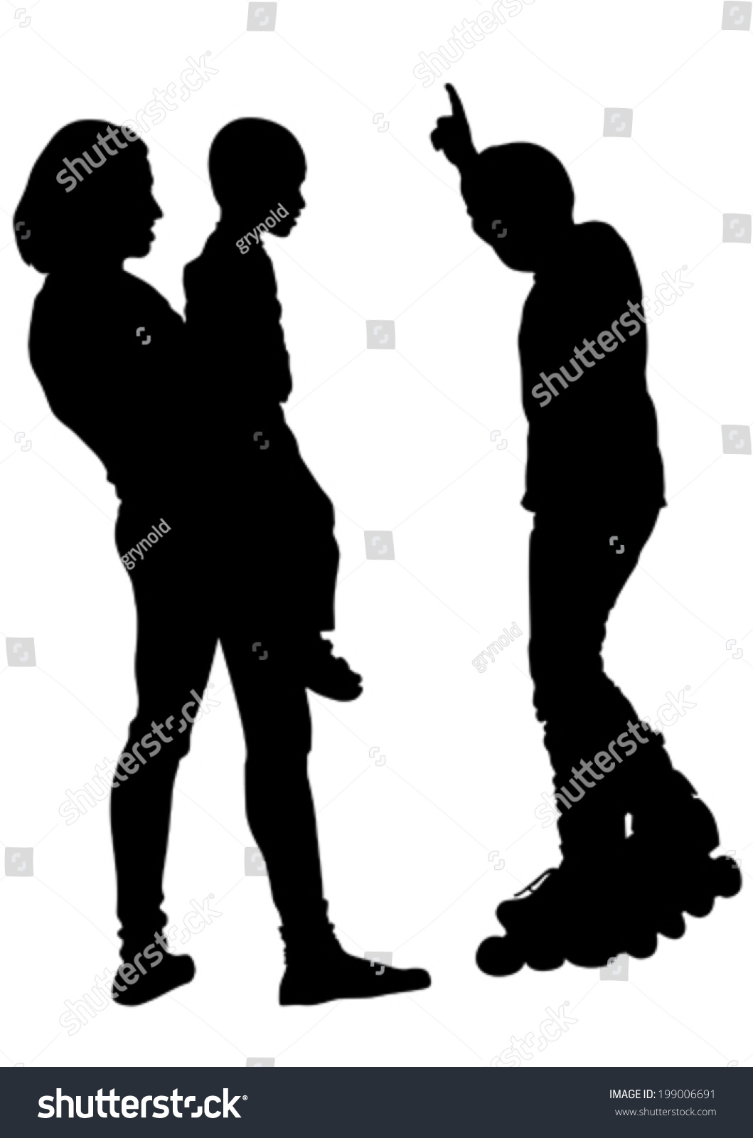 Download Silhouette Mother Sons On Walk Stock Vector 199006691 ...