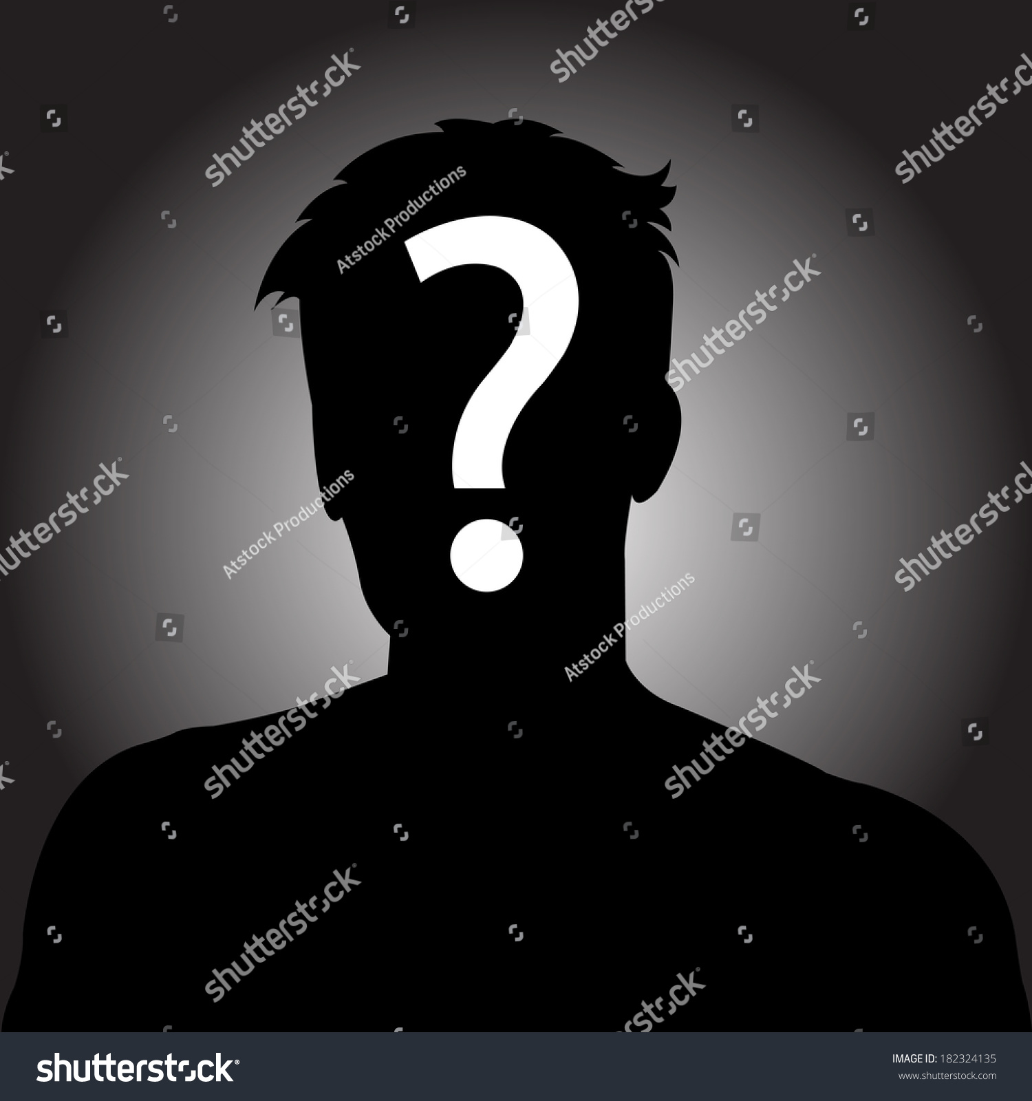 Silhouette Anonymous Man Question Mark Stock Vector 182324135