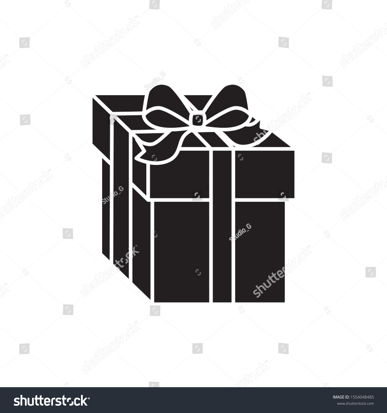 Silhouette Gift Box Present Isolated Icon Stock Vector Royalty Free