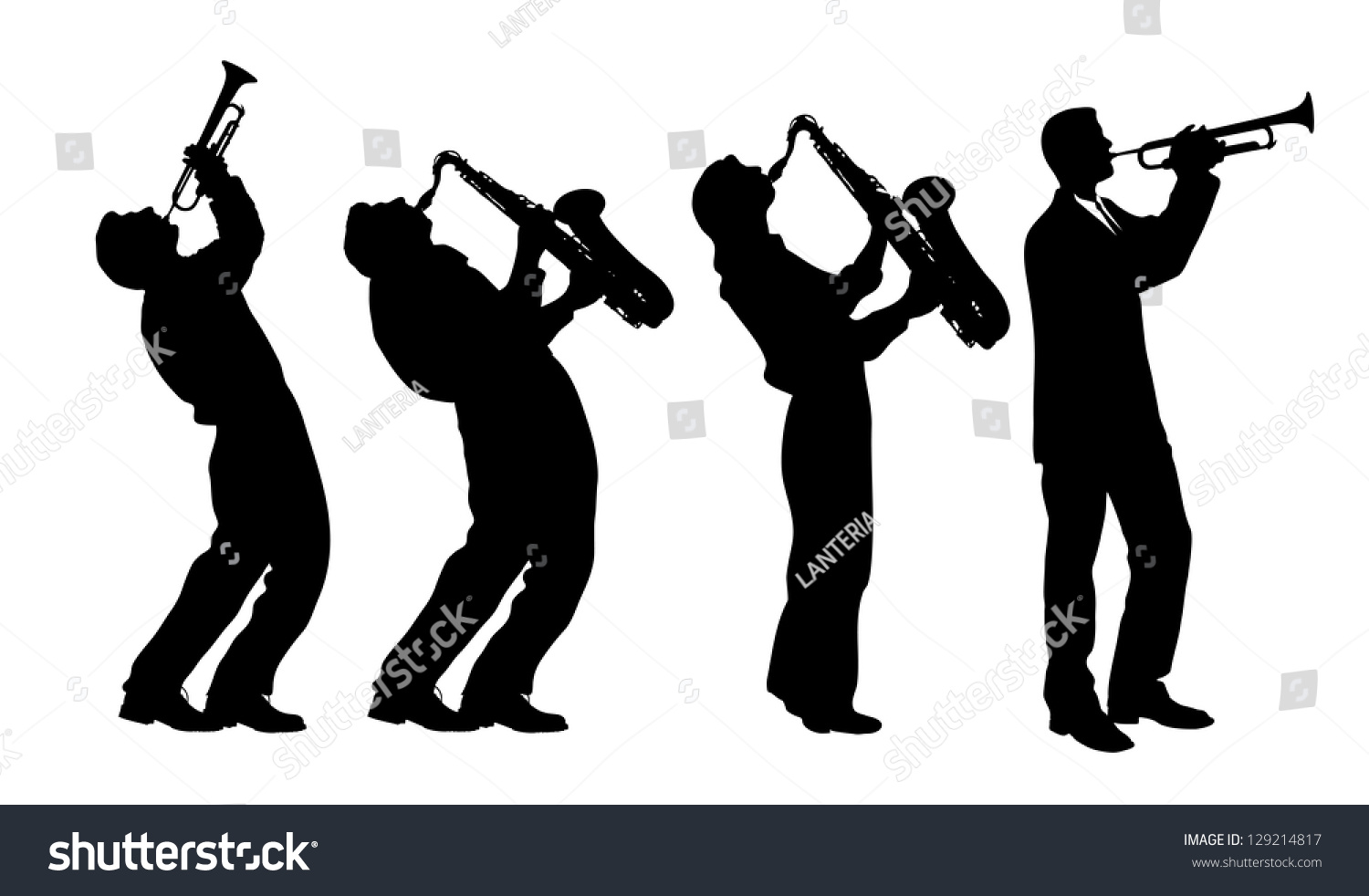 Silhouette Jazz Musician Stock Vector 129214817 Shutterstock 3697