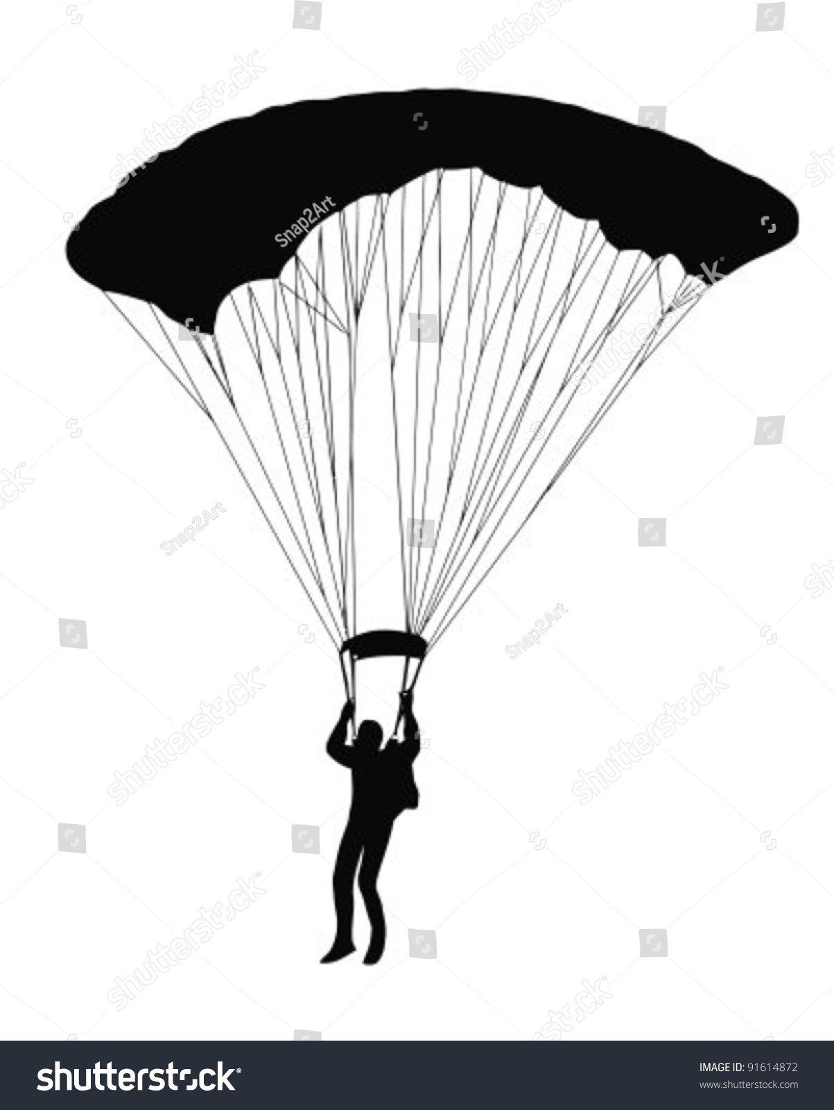 Silhouette Of Sky Diver With Open Parachute Stock Vector Illustration 