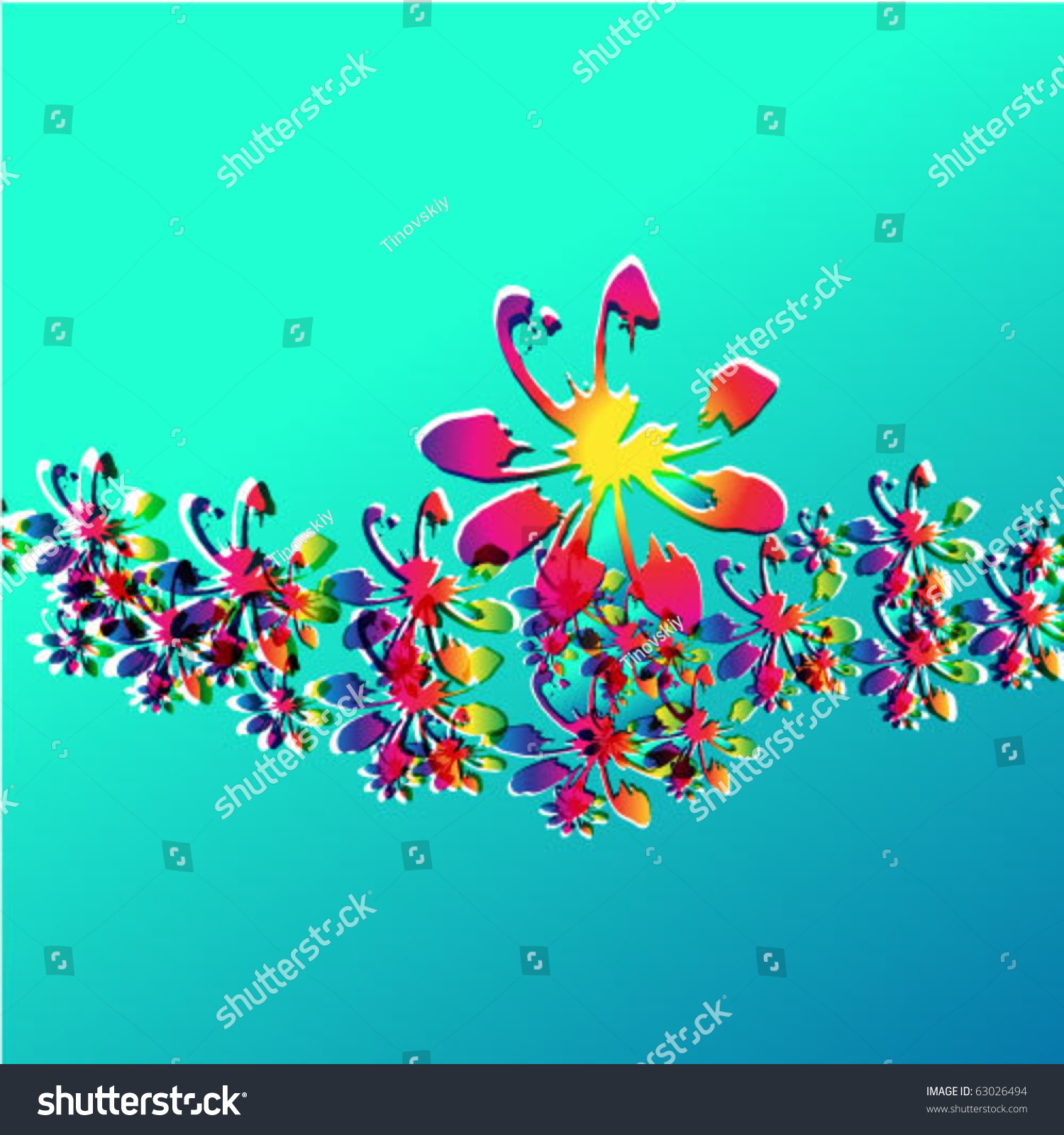 Silhouette Of Surf Flowers With Transparency Effect Eps10 . Tropical