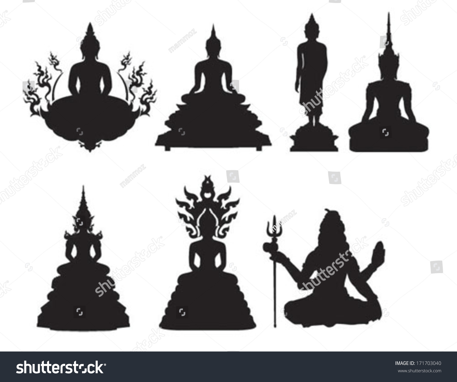 Silhouette Of Thai Buddha Vector Illustration Shutterstock