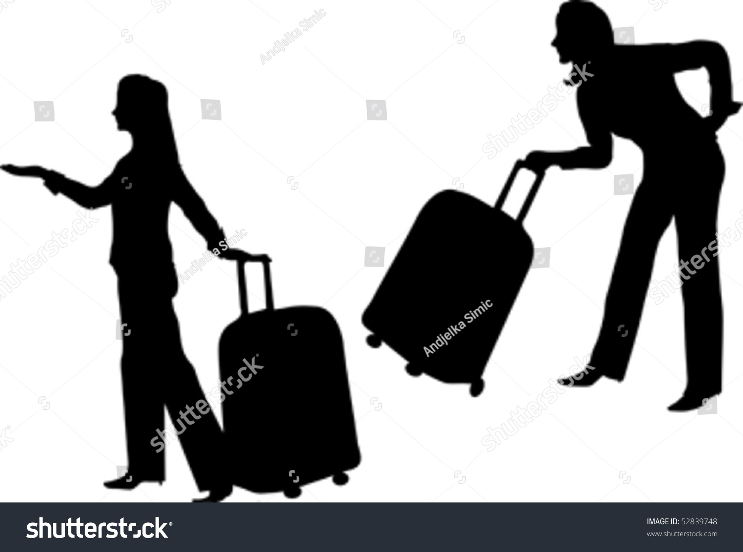 Silhouette Of Woman With Suitcase Stock Vector Illustration 52839748 Shutterstock 