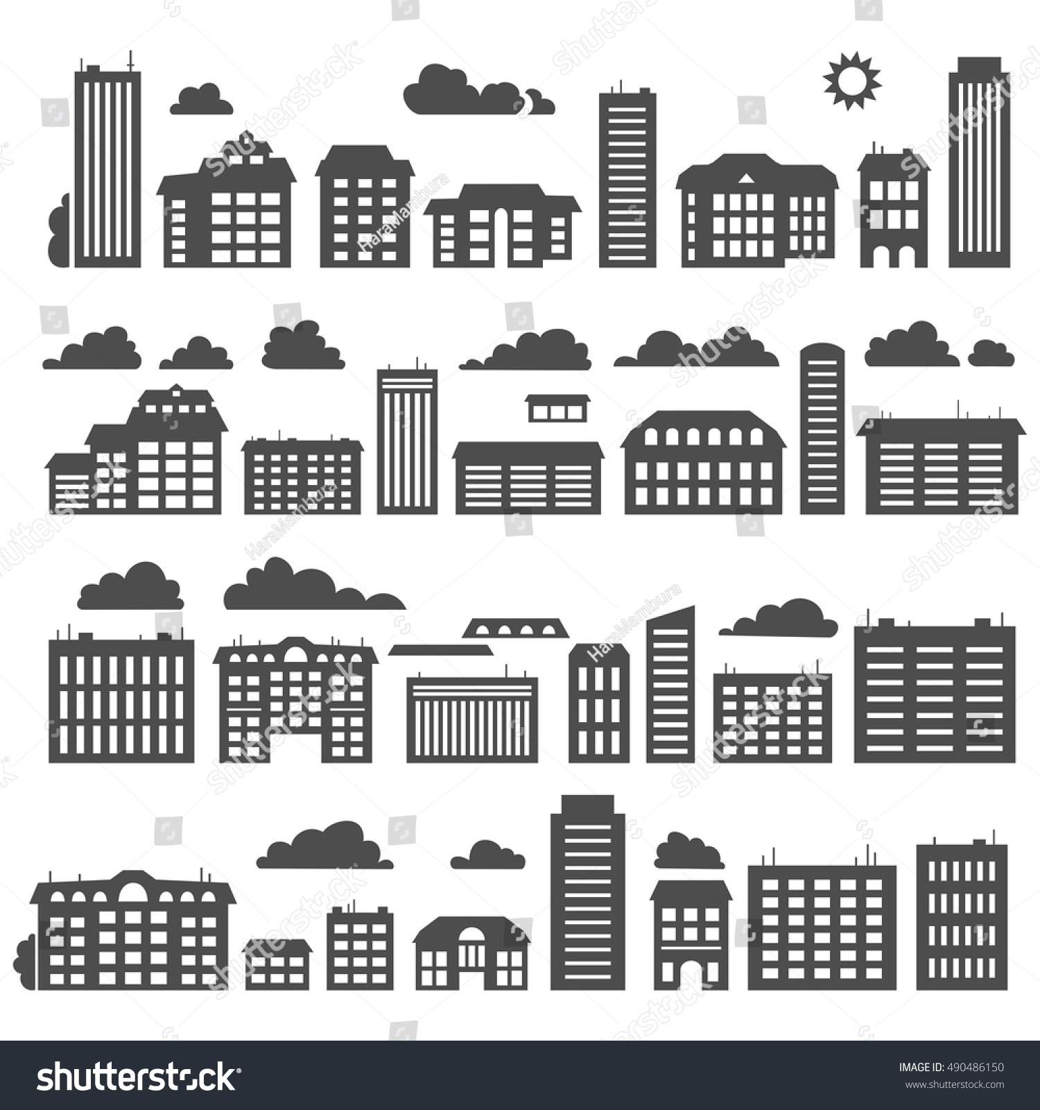 Silhouettes Buildings Urban Cityscape Vector Illustration Vector De