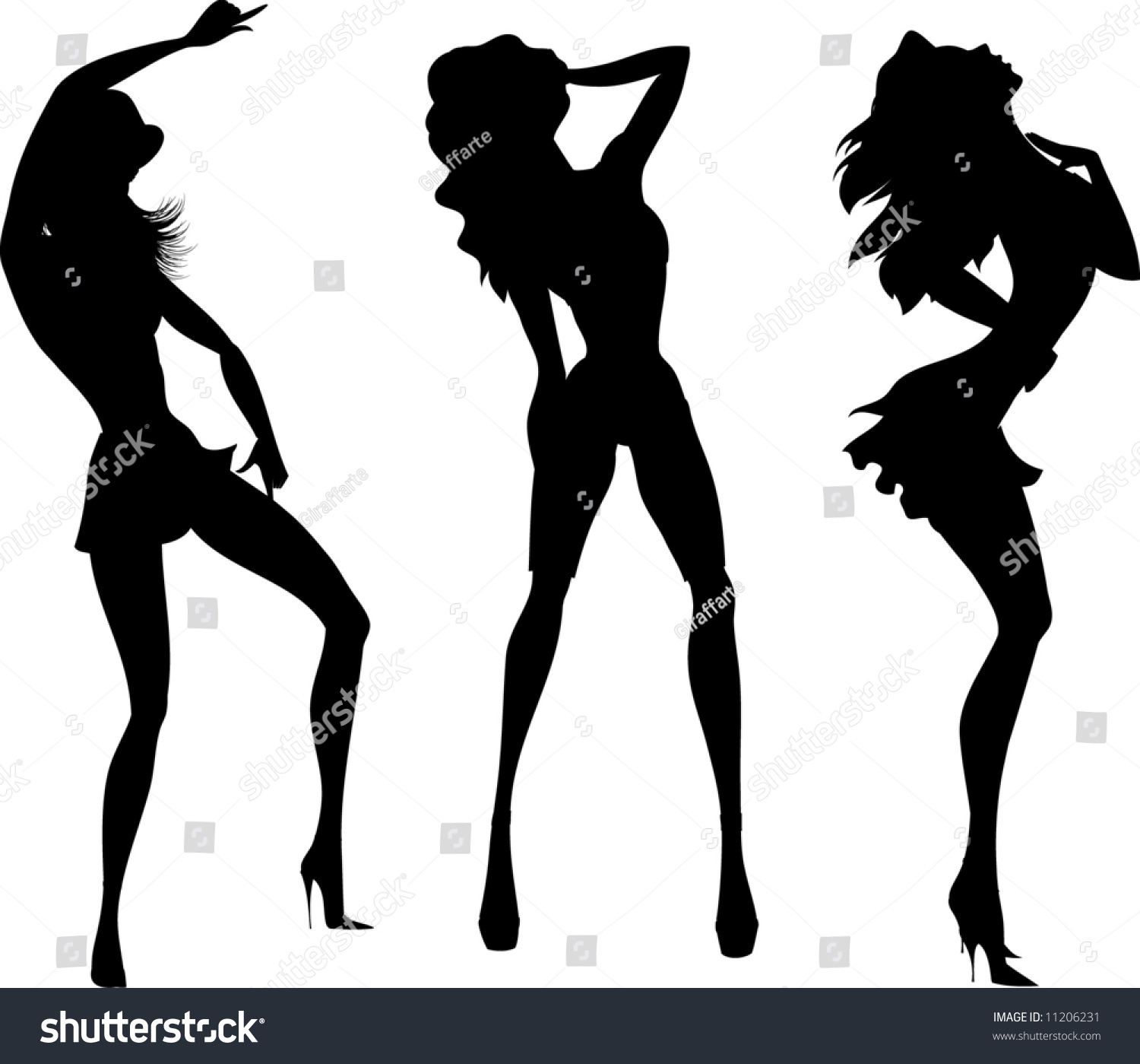 Silhouettes Of Dancing Girls 9 Stock Vector Illustration 11206231