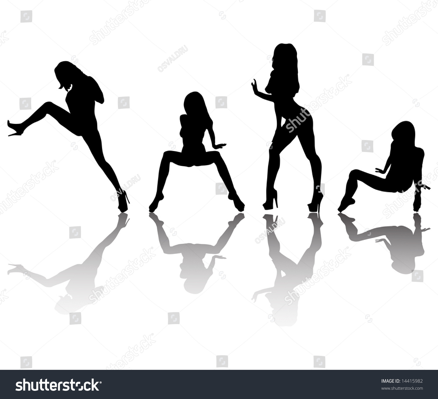 Silhouettes Of Girls In Sexual Poses Without Clothes Stock Vector Illustration 14415982 