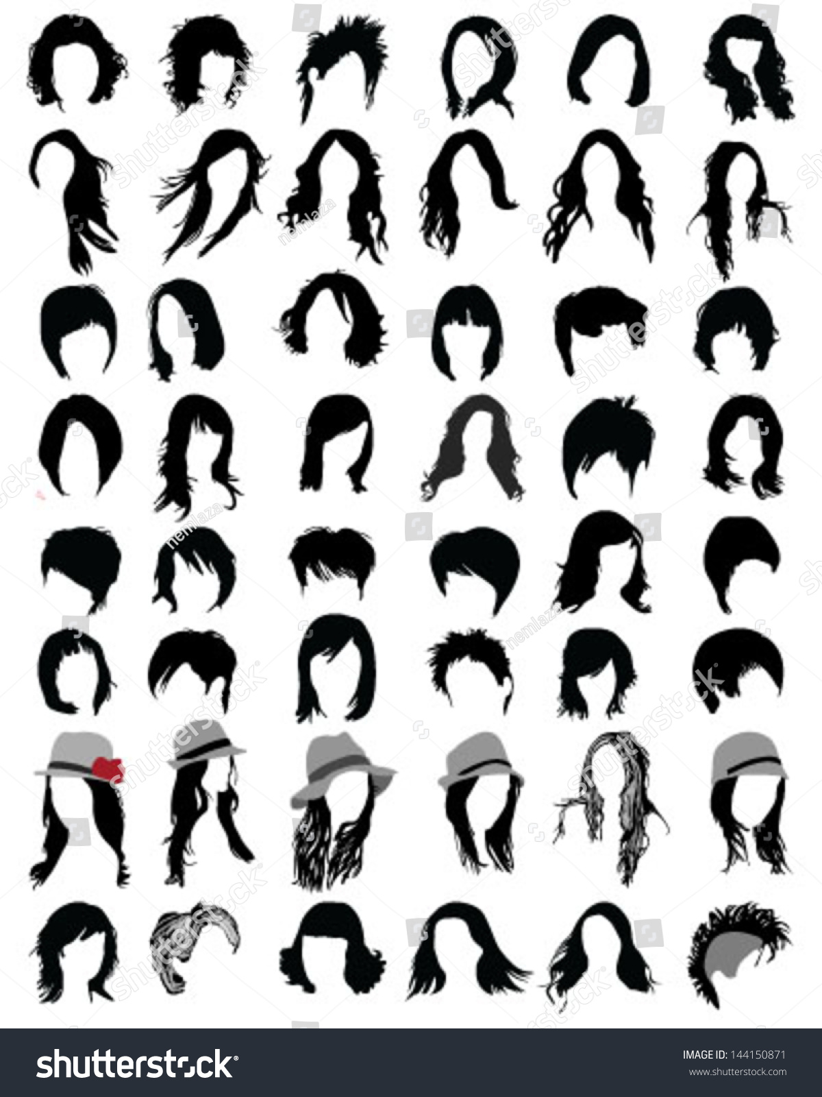 Silhouettes Of Hair Styling-Vector Illustration - 144150871 : Shutterstock