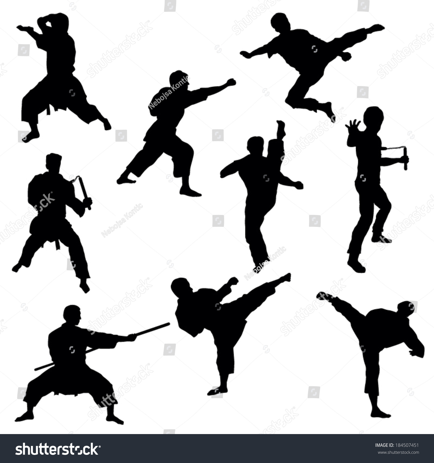 Silhouettes Of Karate-Vector Image - 184507451 : Shutterstock