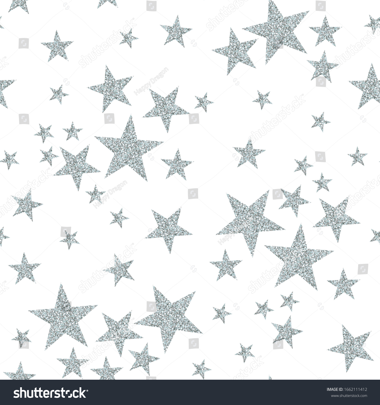 Silver Stars On White Background Seamless Stock Vector Royalty Free