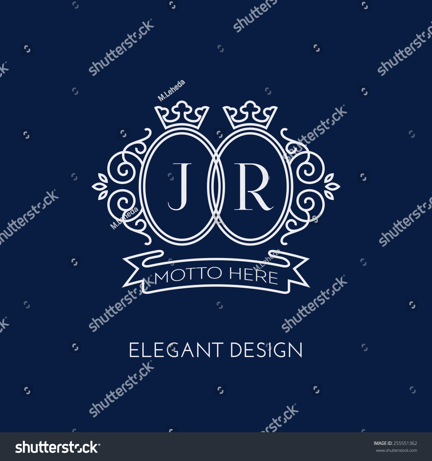 Simple and elegant monogram design template for two letters J R with a double crown Vector illustration Simple and elegant monogram design template for two letters J R with a double crown Vector illustration