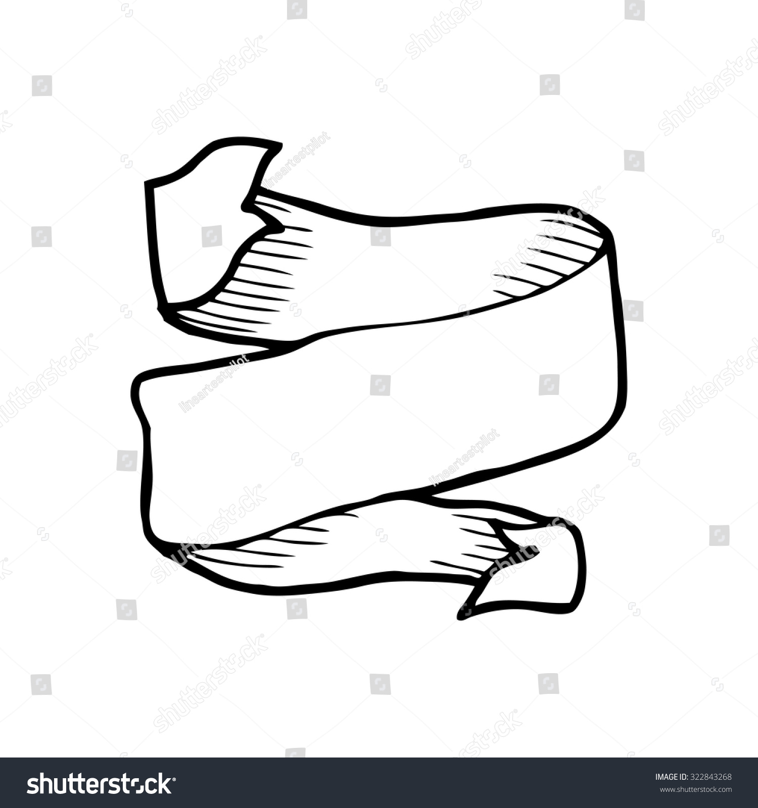 Tattoo Scroll Drawing Simple black and white line drawing cartoon 