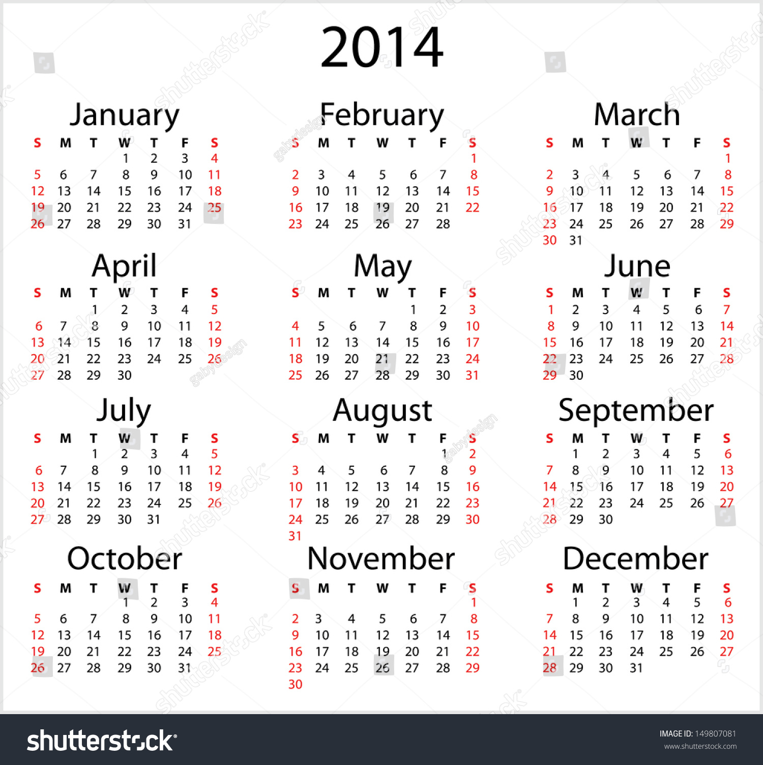 Simple Calendar Template 2014 simple 2014 calendar simple calendar template on white