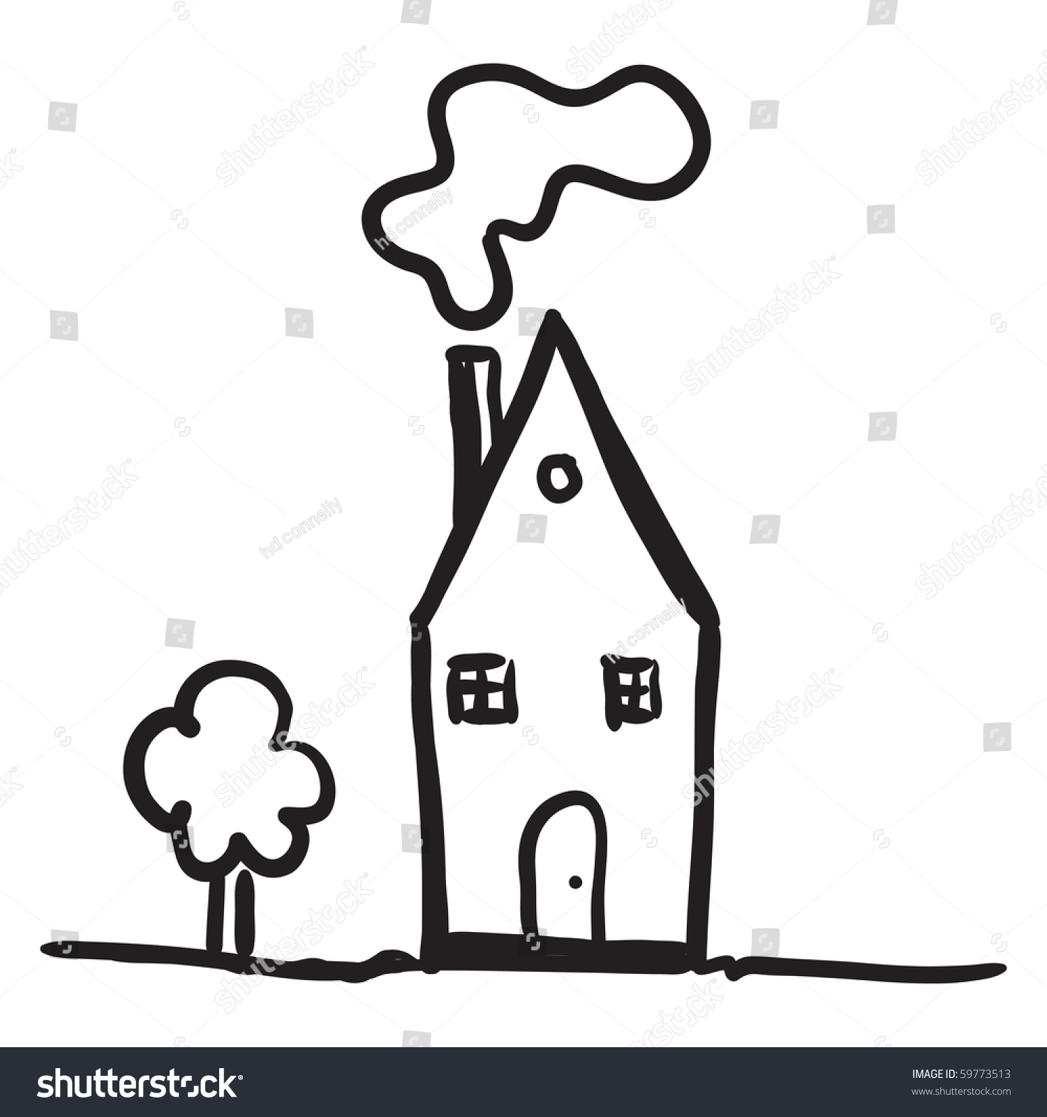 Simple Drawing Of A House Stock Vector Illustration 59773513 : Shutterstock