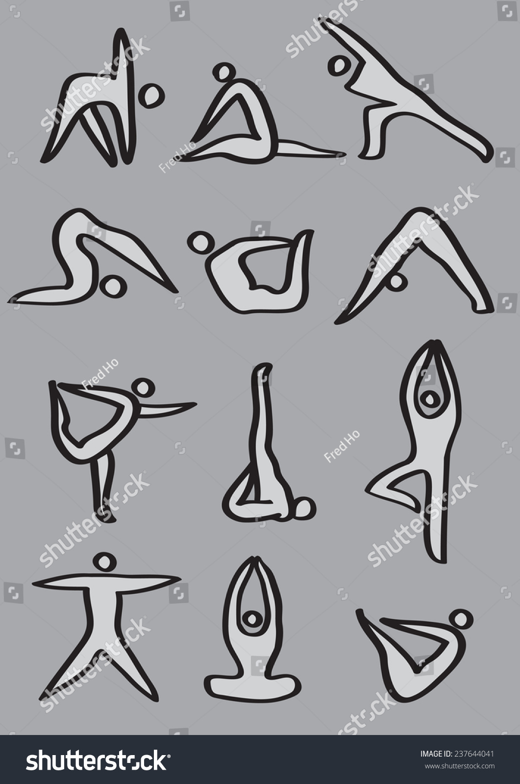 Simple Icon Man Demonstrating Different Yoga Stock Vector ...