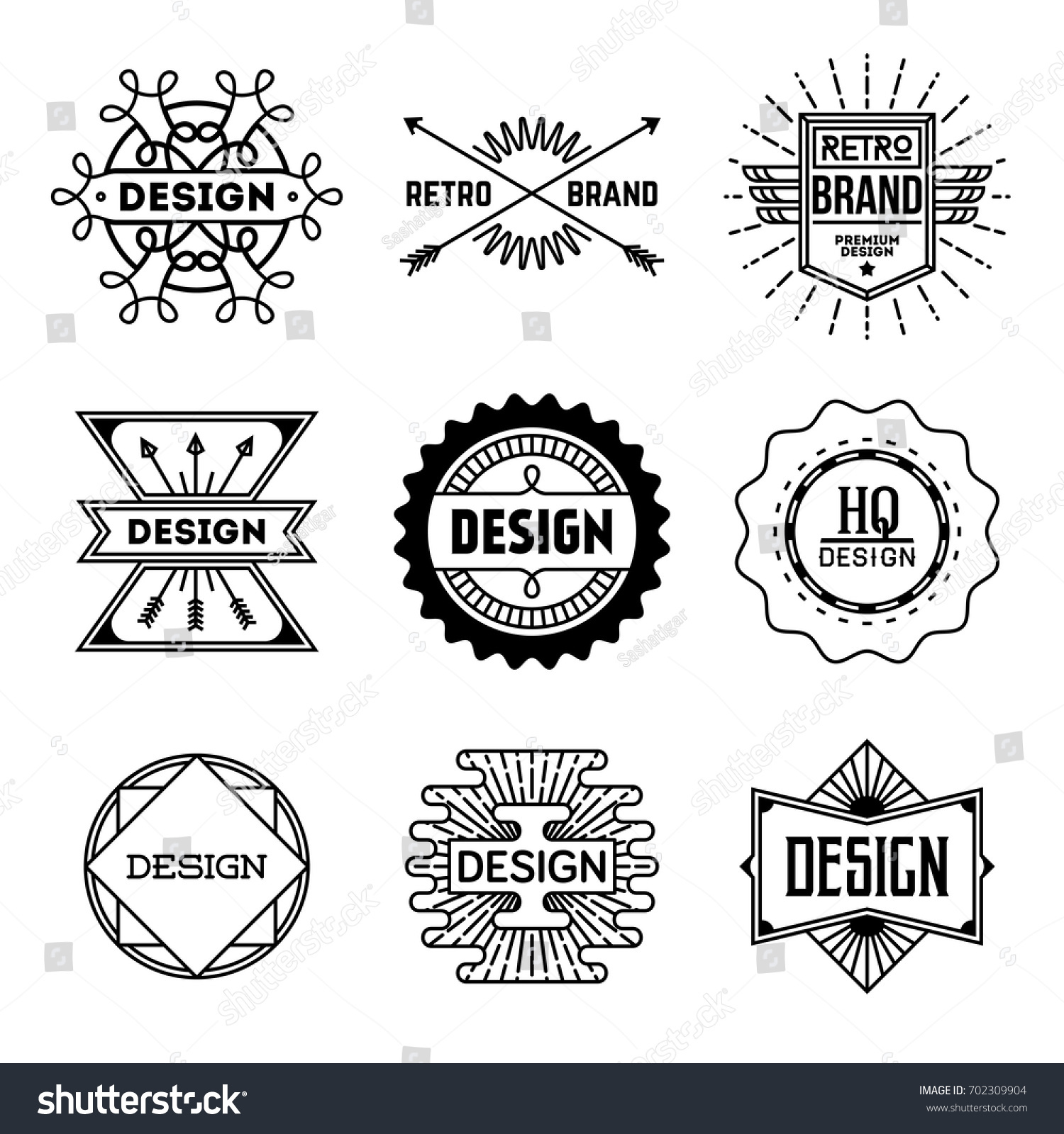 Simple Mono Lines Logos Collection Retro 库存矢量图免版税702309904 Shutterstock