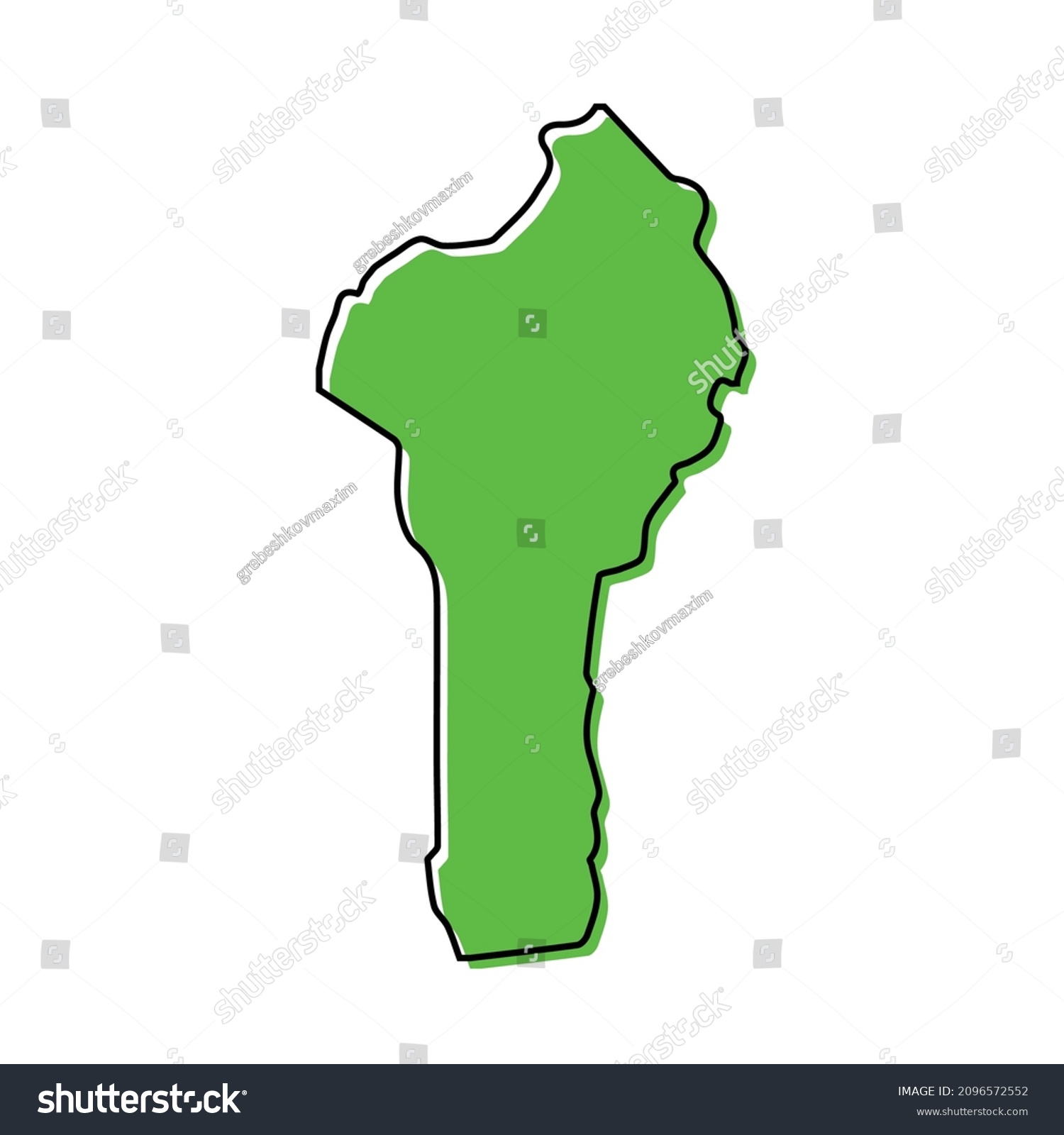 Simple Outline Map Benin Stylized Minimal Stock Vector Royalty Free