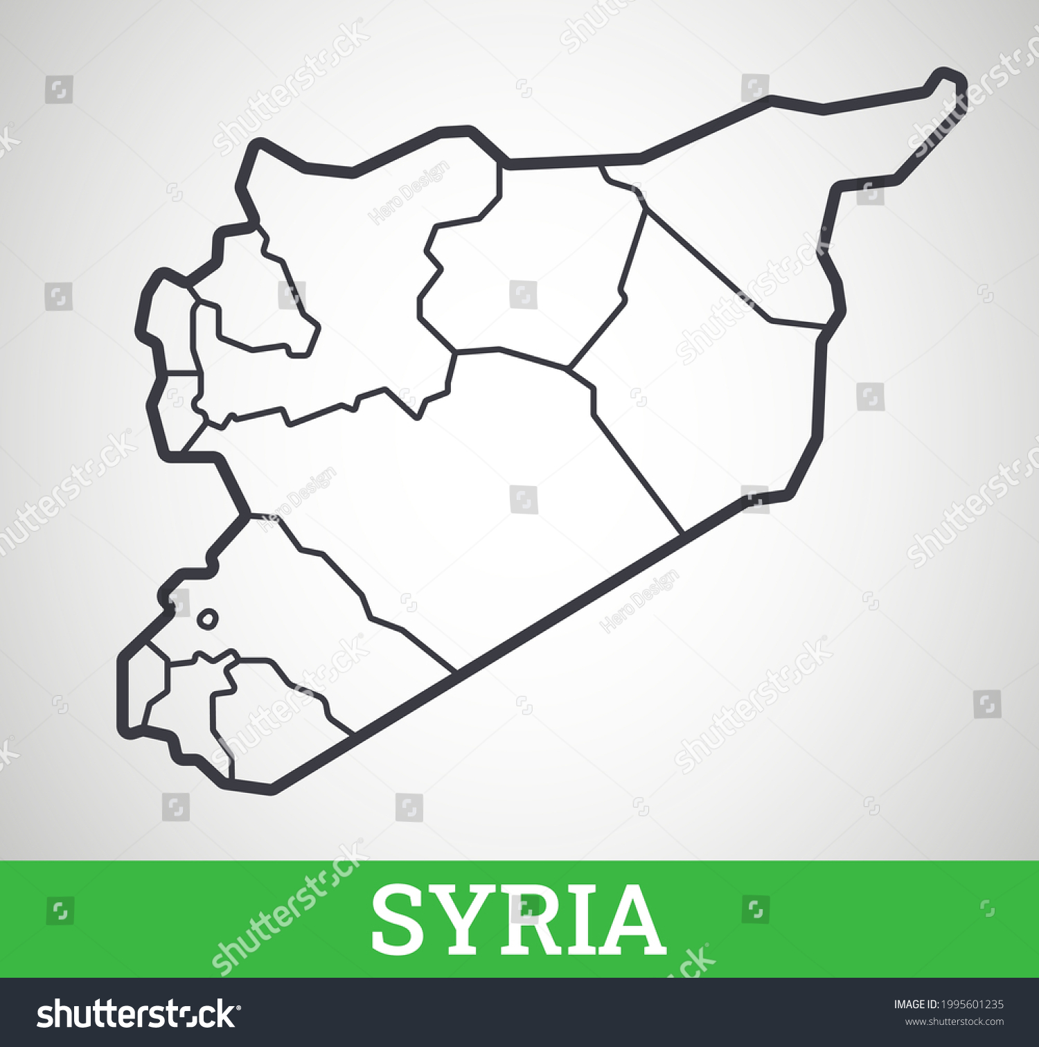 Simple Outline Map Syria Regions Vector Stock Vector Royalty Free