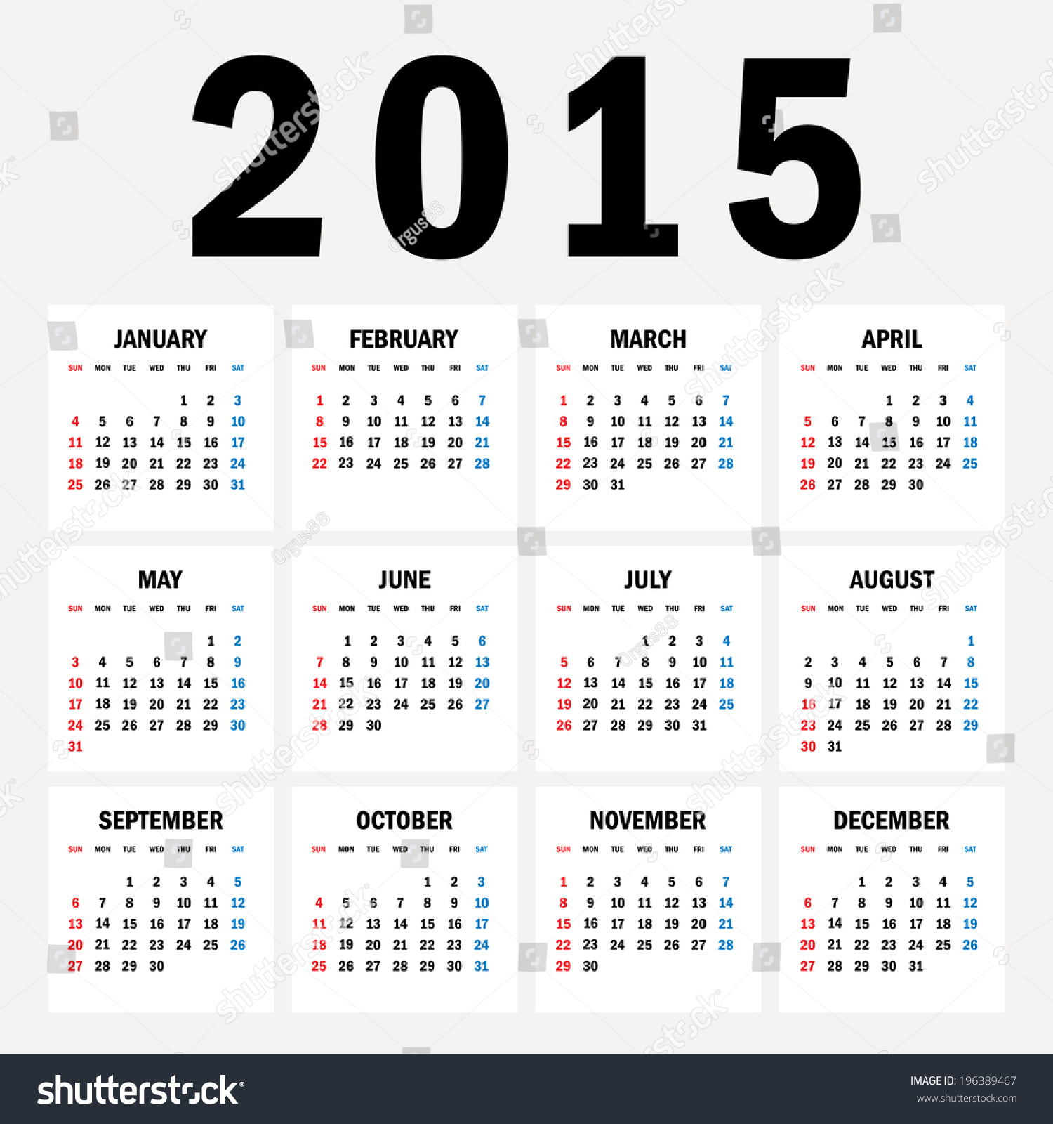 Calendar 2015.Vector Illustration. - 226069339 : Shutterstock