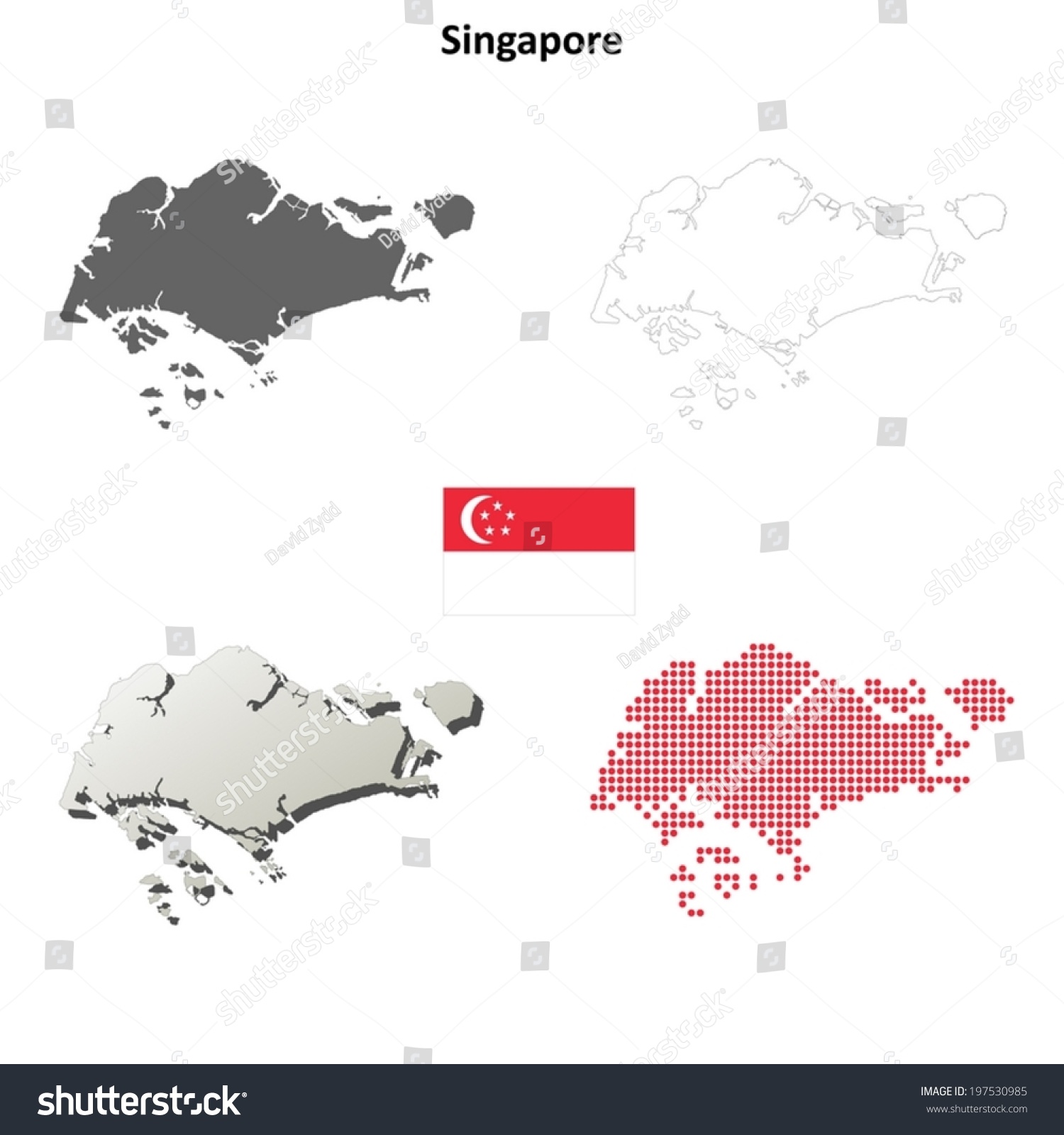 Singapore Blank Detailed Outline Map Set - Vector Version - 197530985